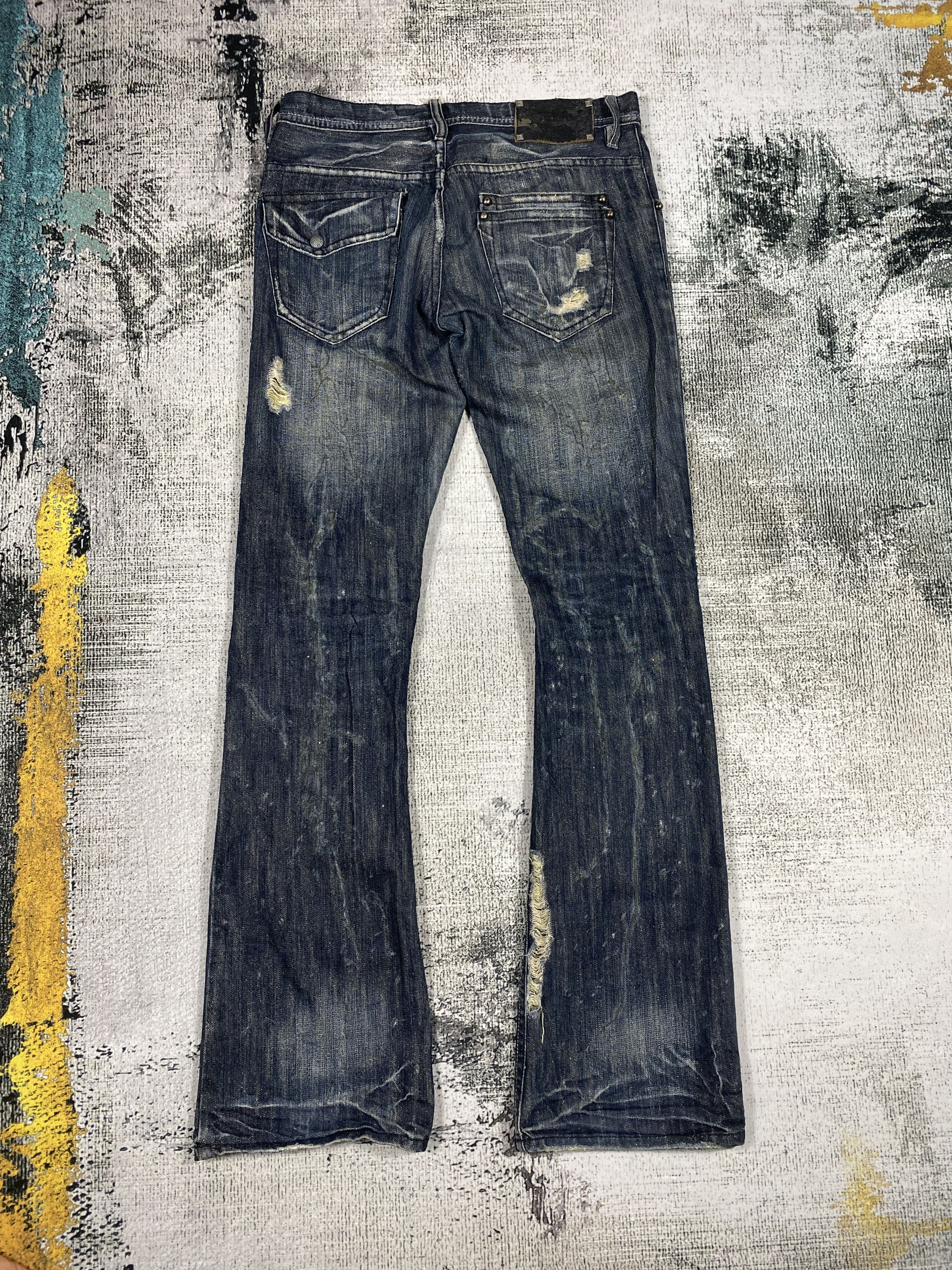 Japanese Brand RARE🔥Low Rise Flare Pants Rusty Wash Splash Paint Distress Size US 29 - 2 Thumbnail