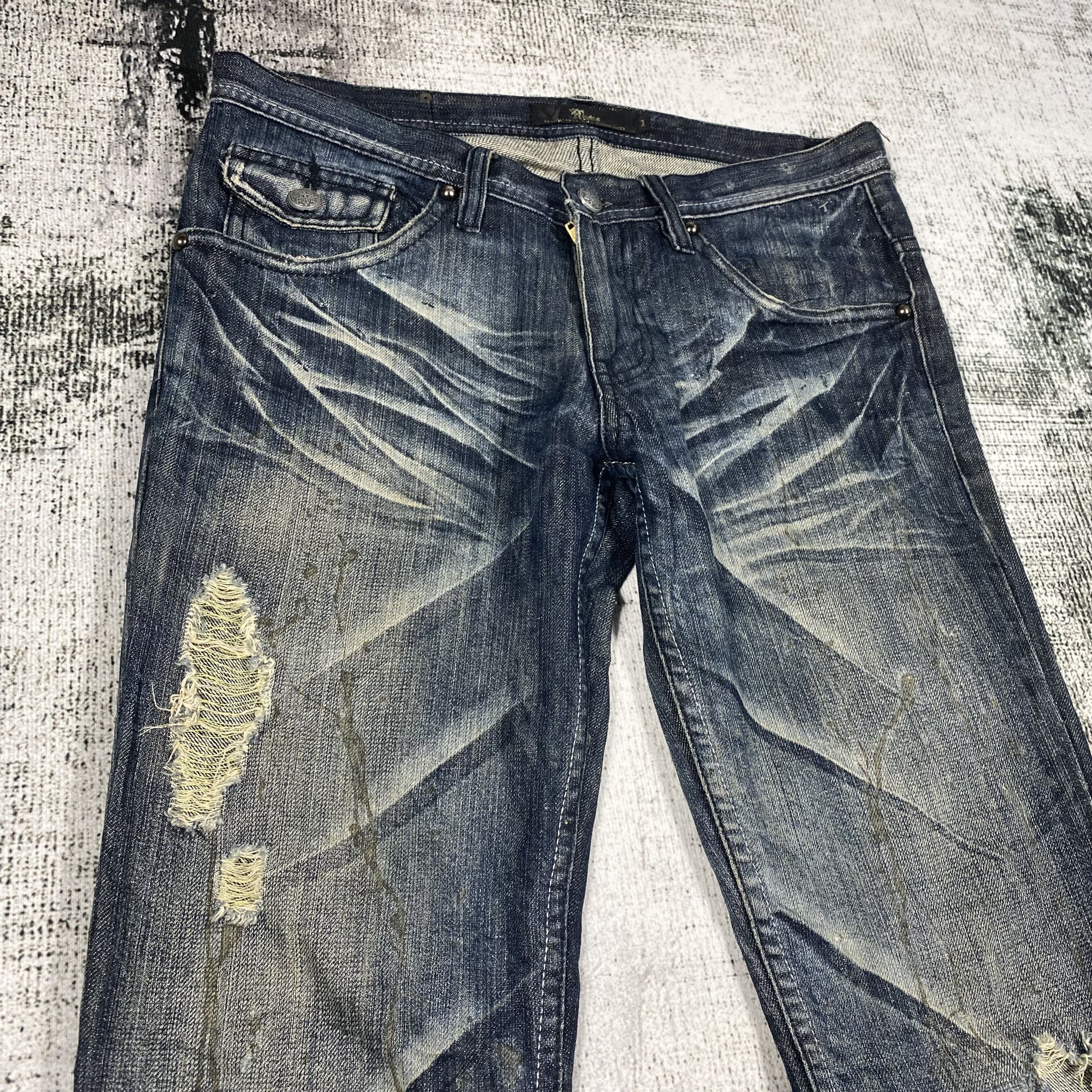 Japanese Brand RARE🔥Low Rise Flare Pants Rusty Wash Splash Paint Distress Size US 29 - 6 Thumbnail
