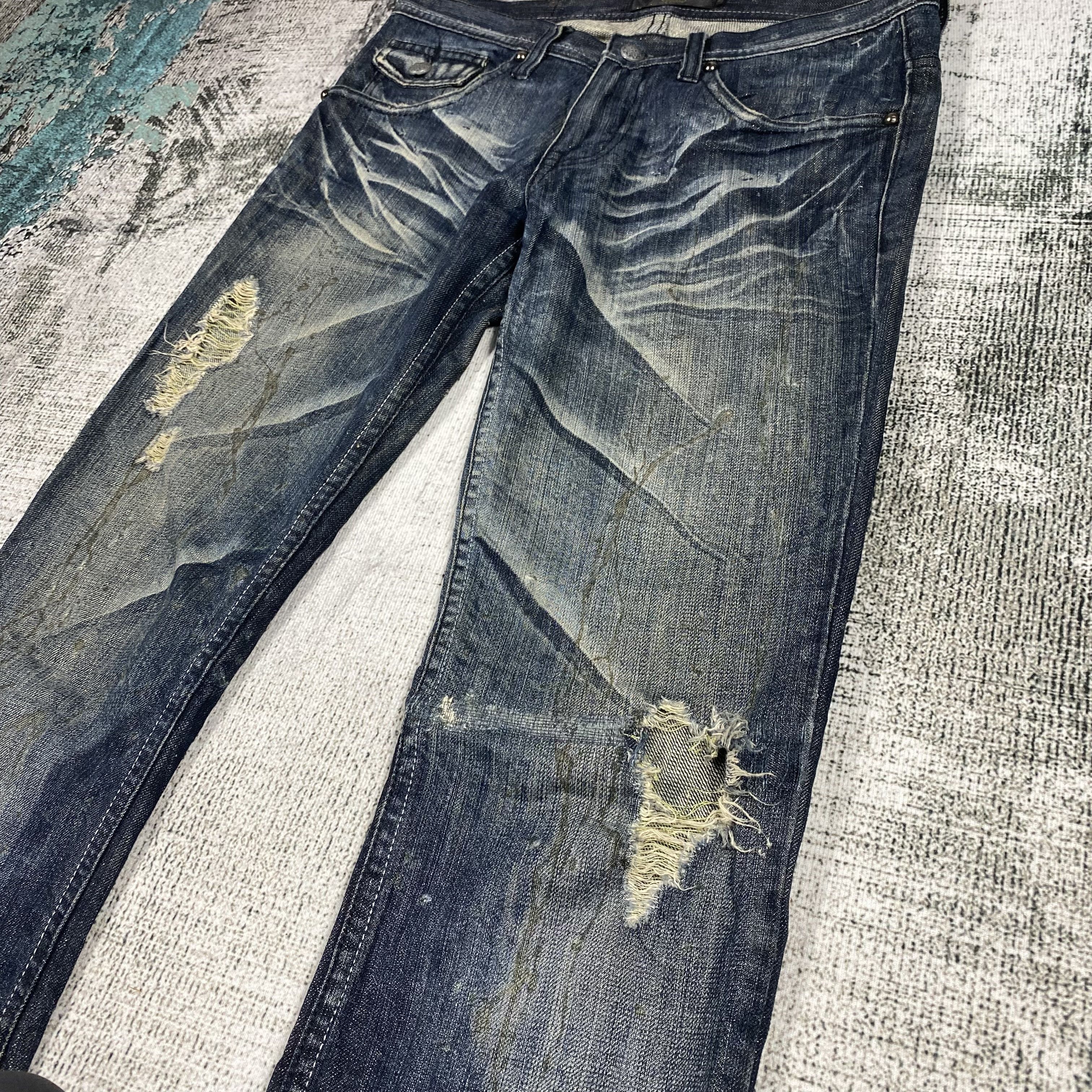 Japanese Brand RARE🔥Low Rise Flare Pants Rusty Wash Splash Paint Distress Size US 29 - 7 Thumbnail