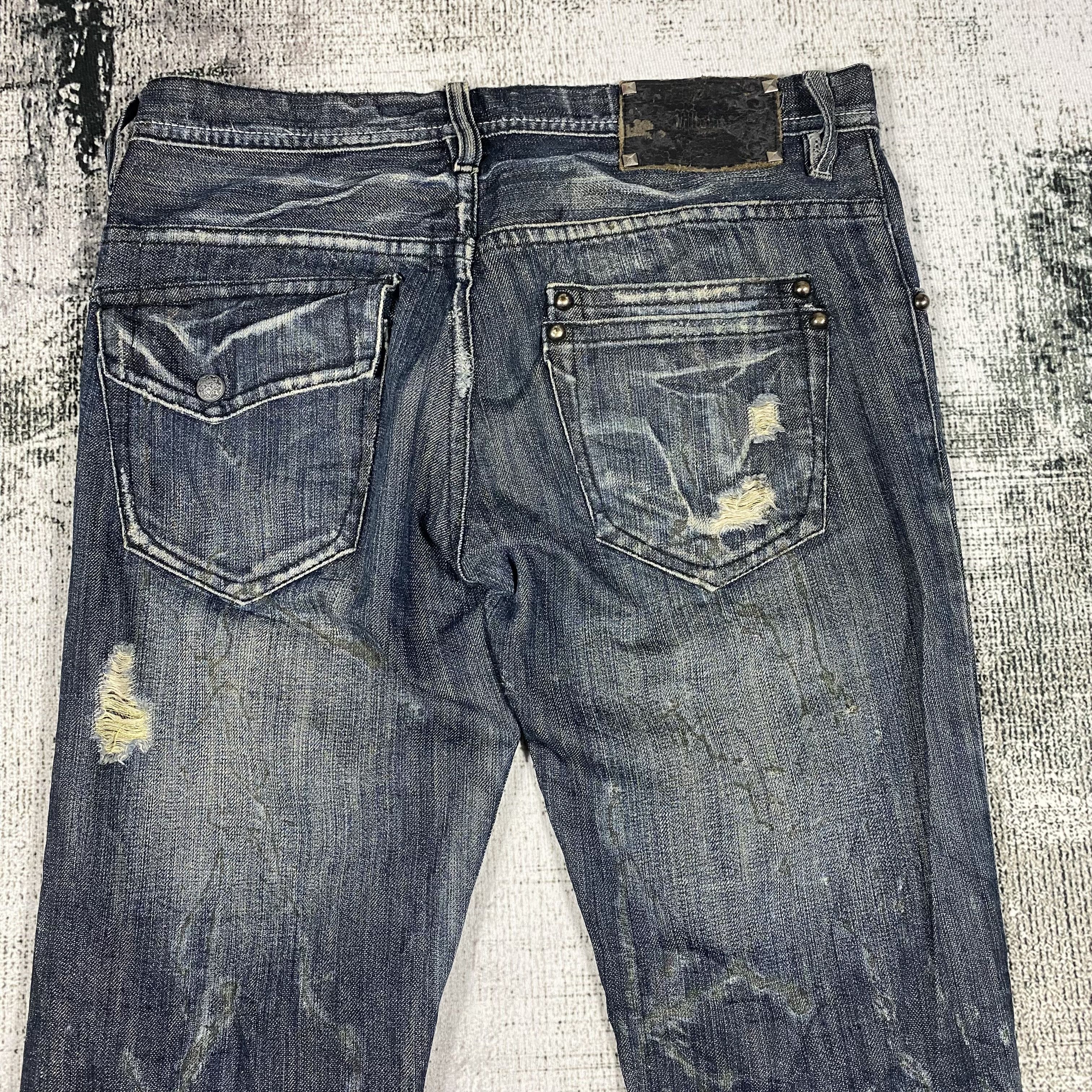 Japanese Brand RARE🔥Low Rise Flare Pants Rusty Wash Splash Paint Distress Size US 29 - 13 Thumbnail