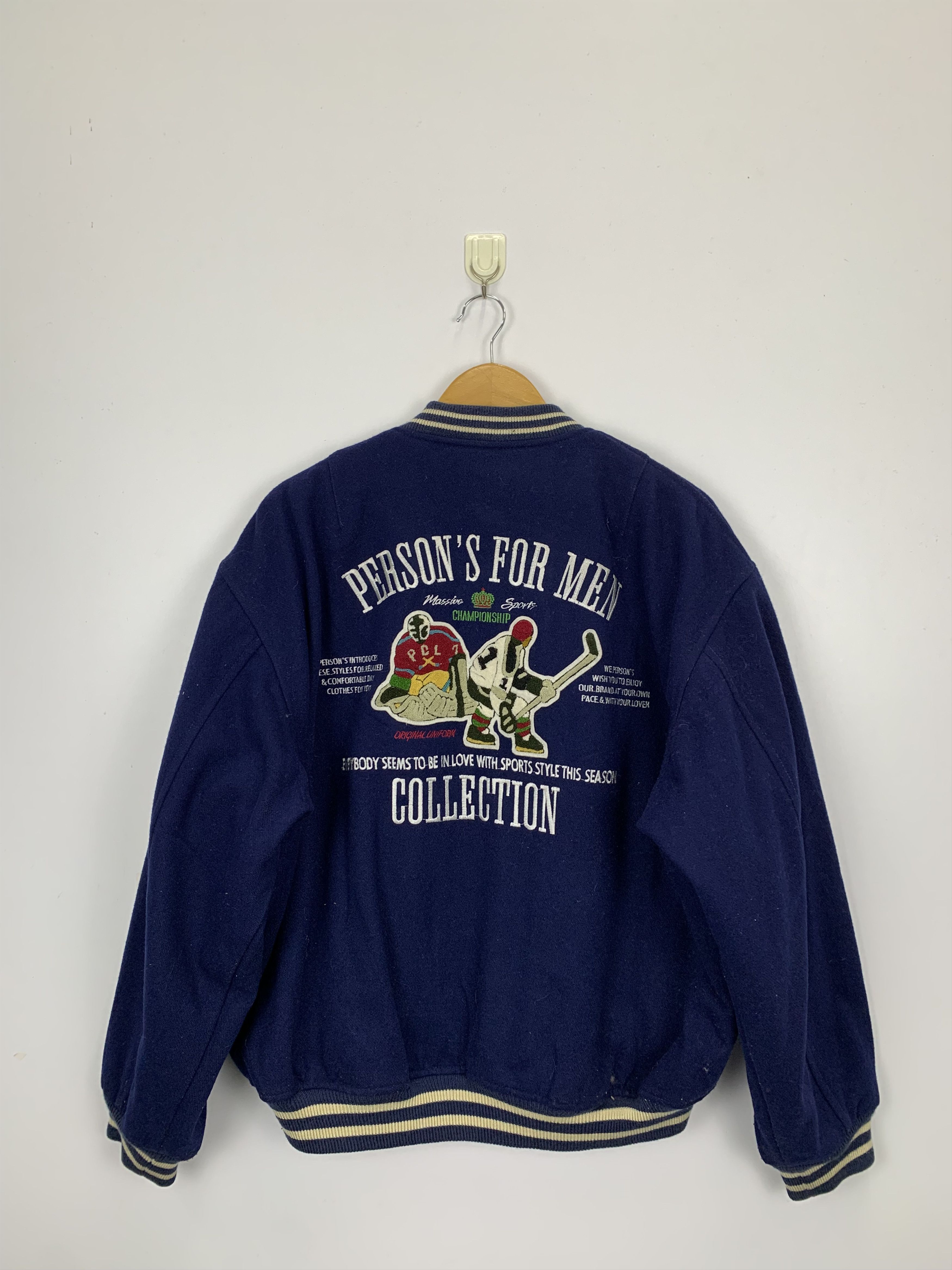 Vintage 90s Persons For Men Varsity Embroidered Jacket V0479