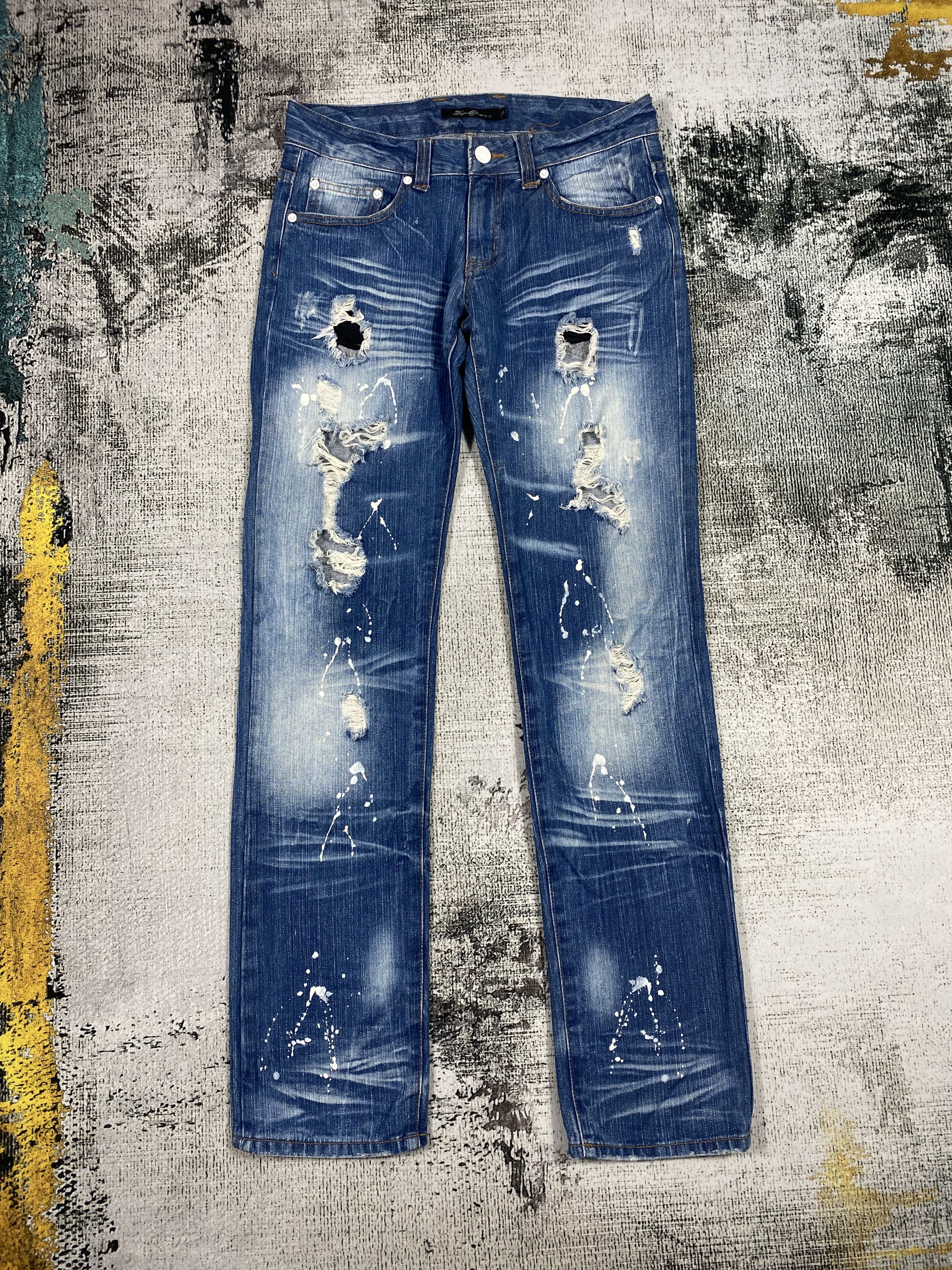 Japanese Brand Low Rise Japanese Splash Paint Distressed Denim Size US 30 / EU 46 - 1 Thumbnail