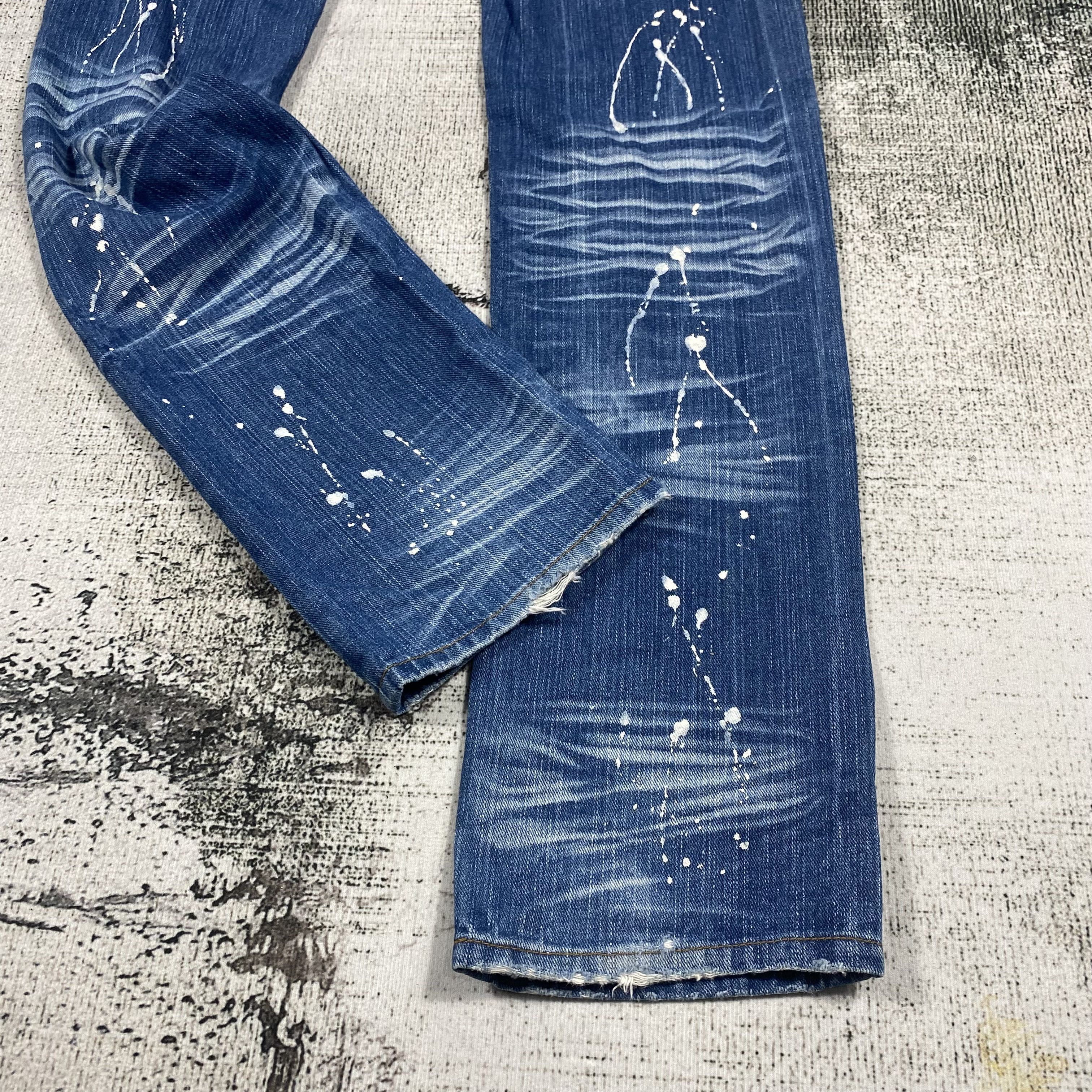 Japanese Brand Low Rise Japanese Splash Paint Distressed Denim Size US 30 / EU 46 - 8 Thumbnail