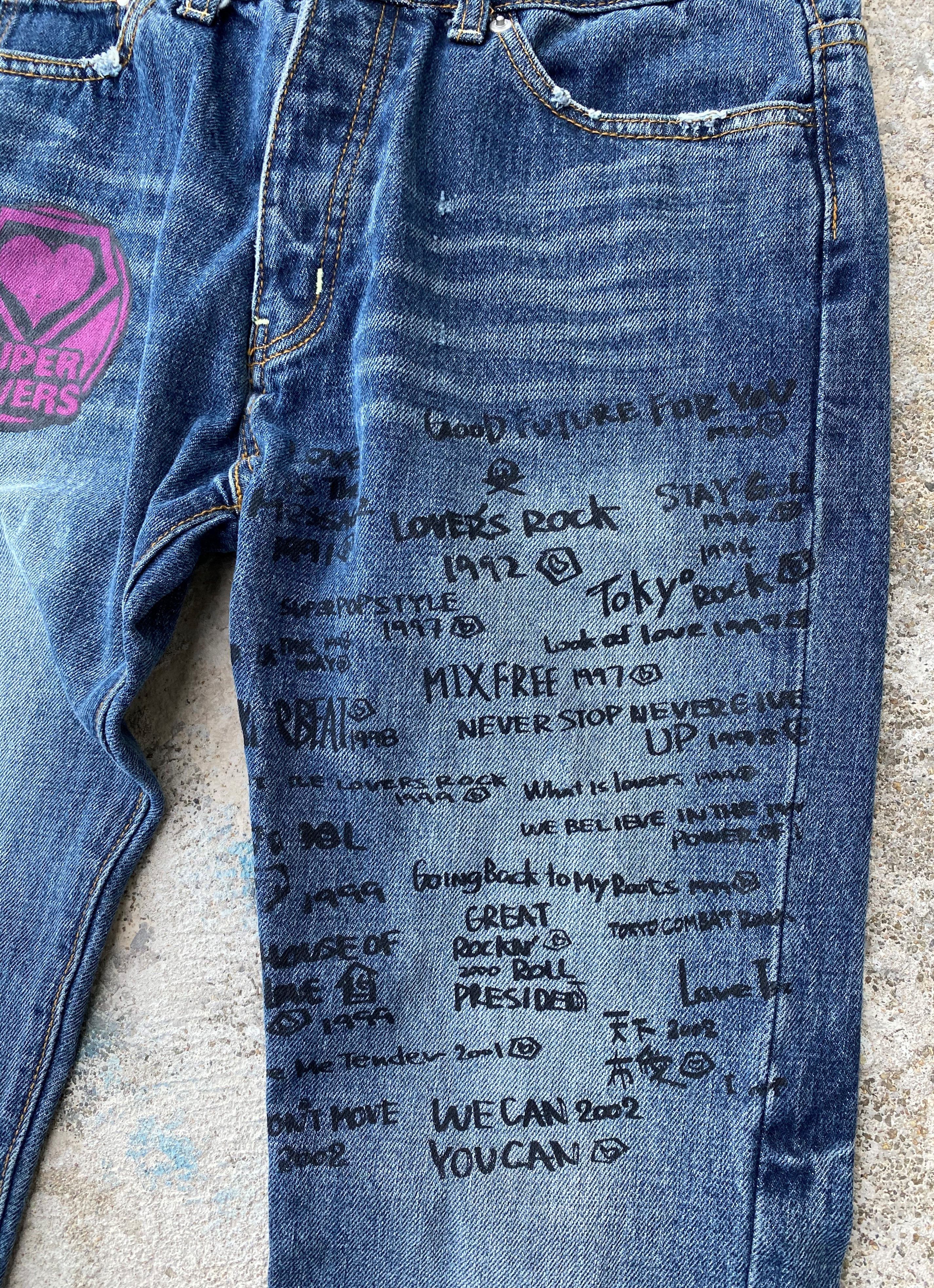 RARE🔥Vintage 90's Japanese Super Lovers Punk Printed Denim