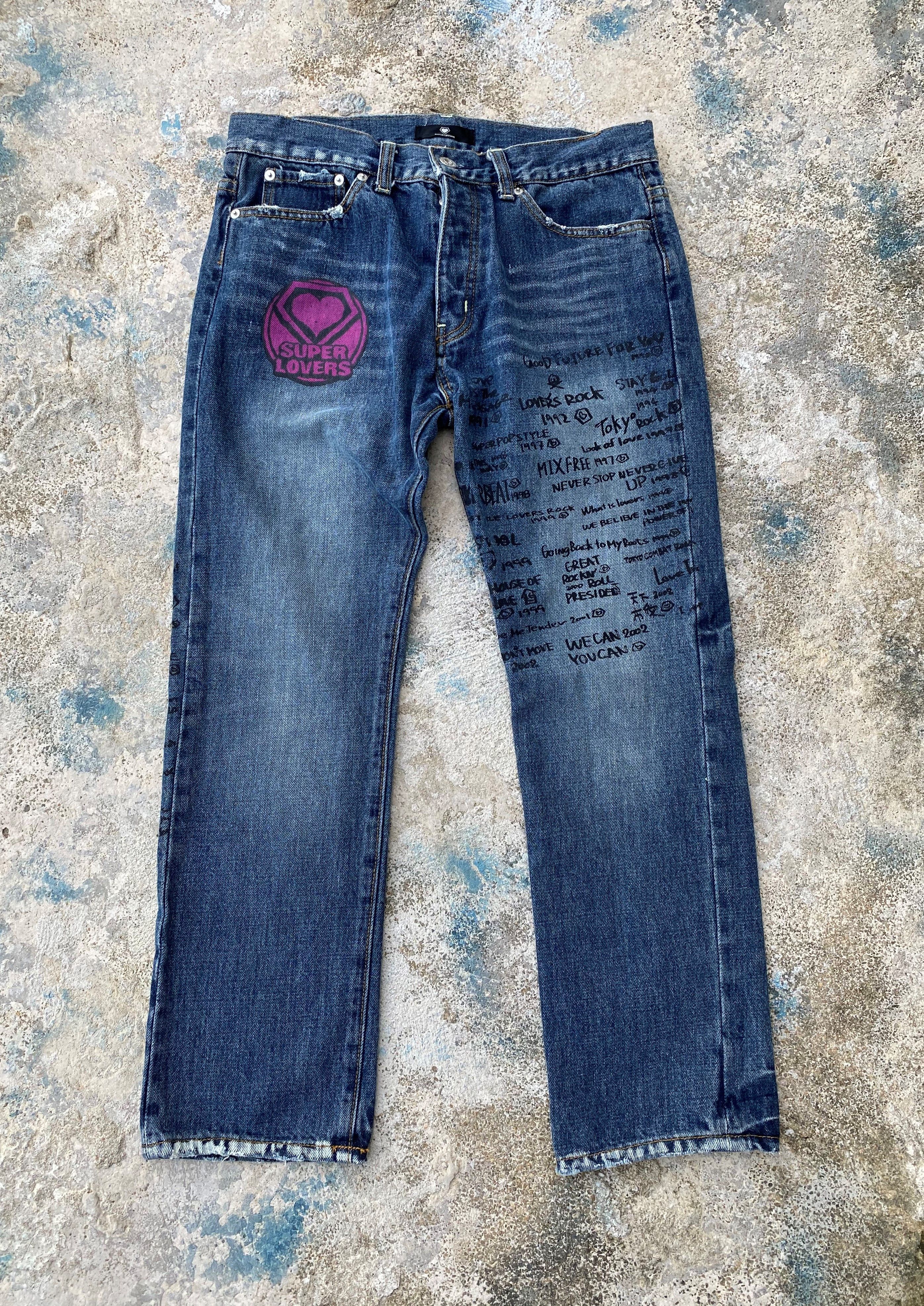 RARE🔥Vintage 90's Japanese Super Lovers Punk Printed Denim