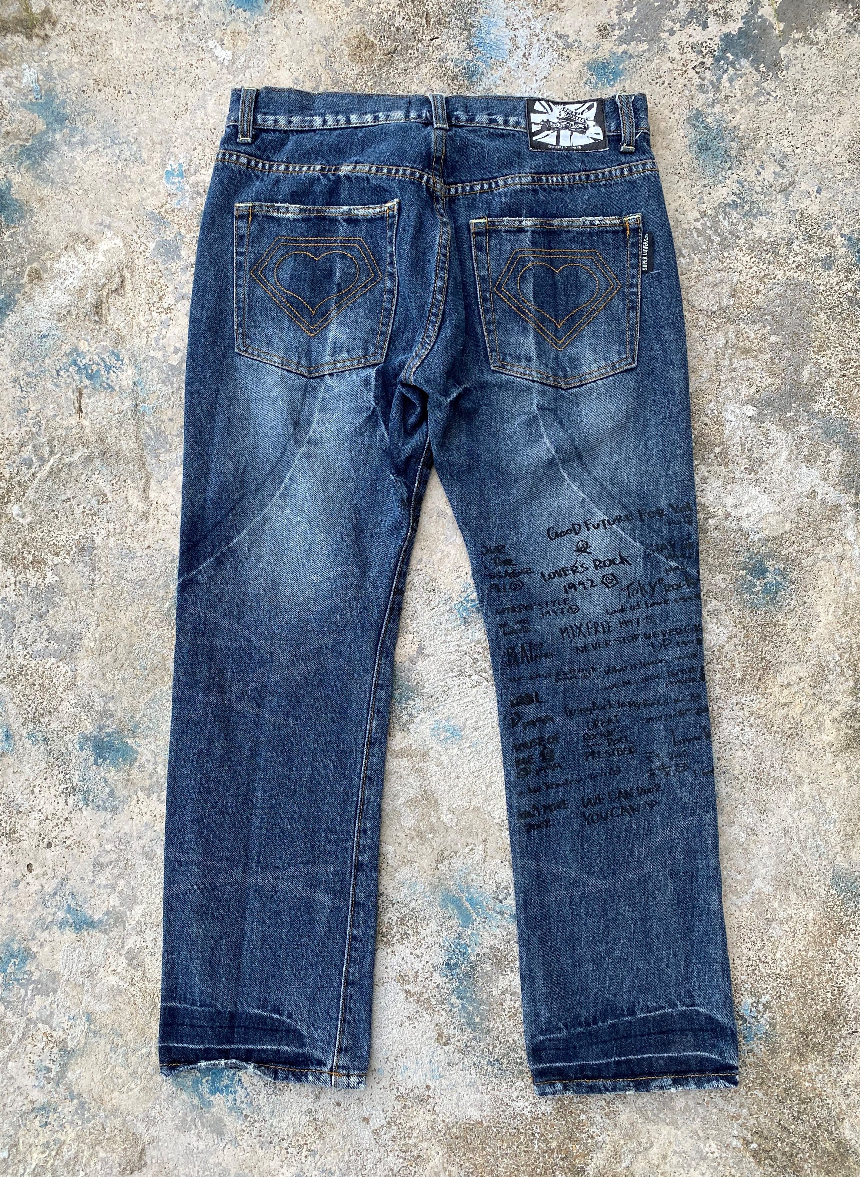 RARE🔥Vintage 90's Japanese Super Lovers Punk Printed Denim