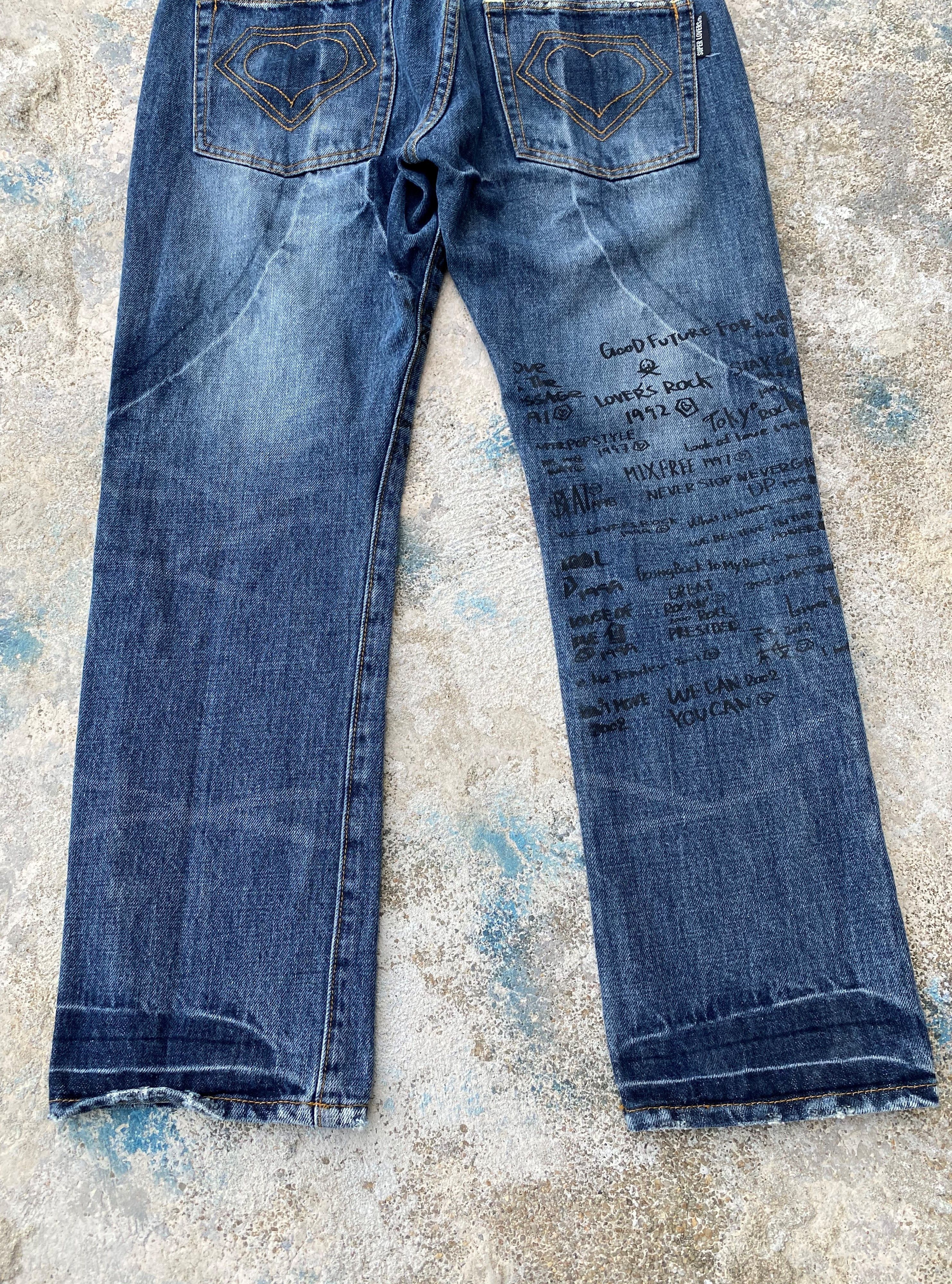 RARE🔥Vintage 90's Japanese Super Lovers Punk Printed Denim