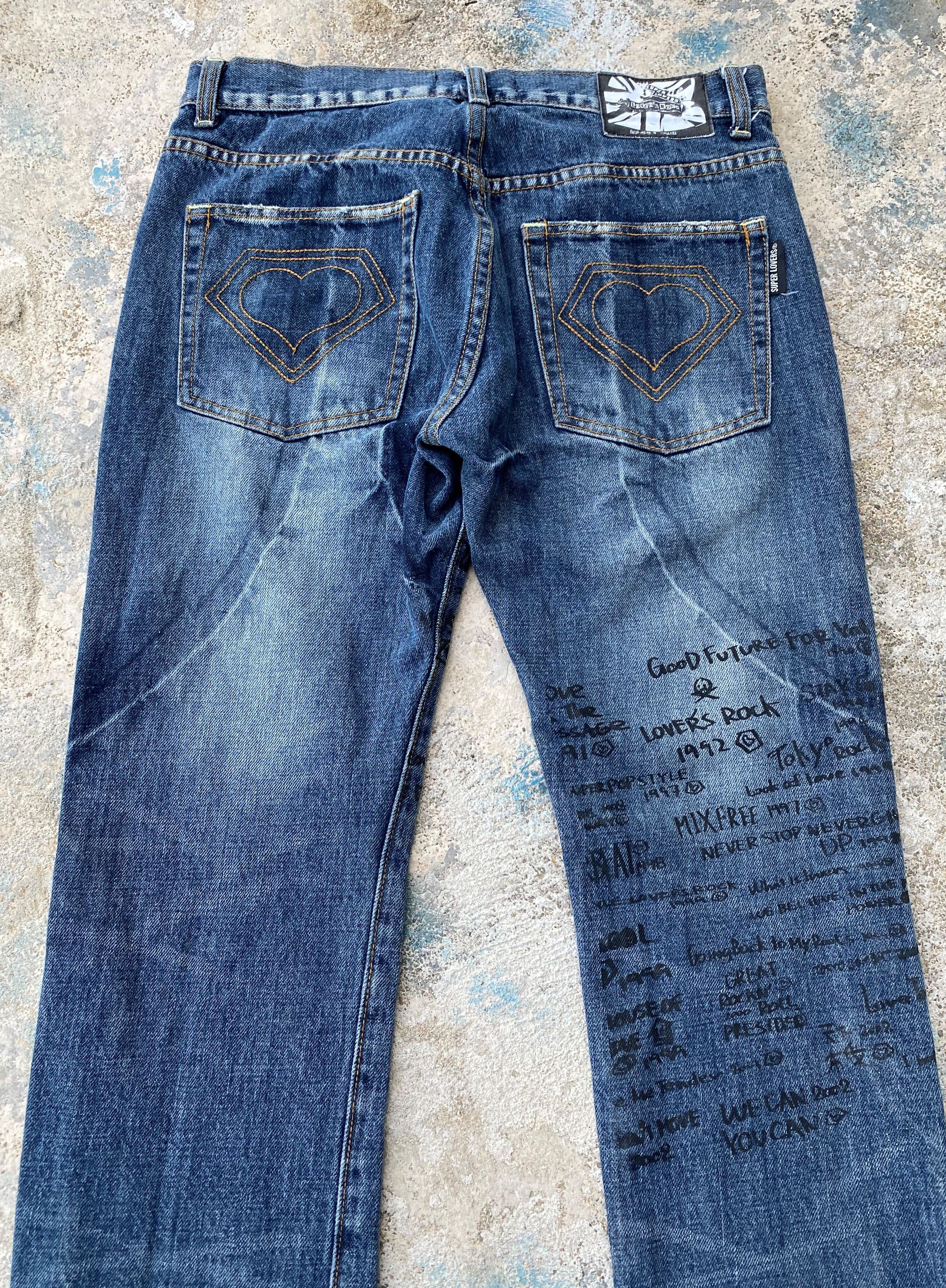 RARE🔥Vintage 90's Japanese Super Lovers Punk Printed Denim