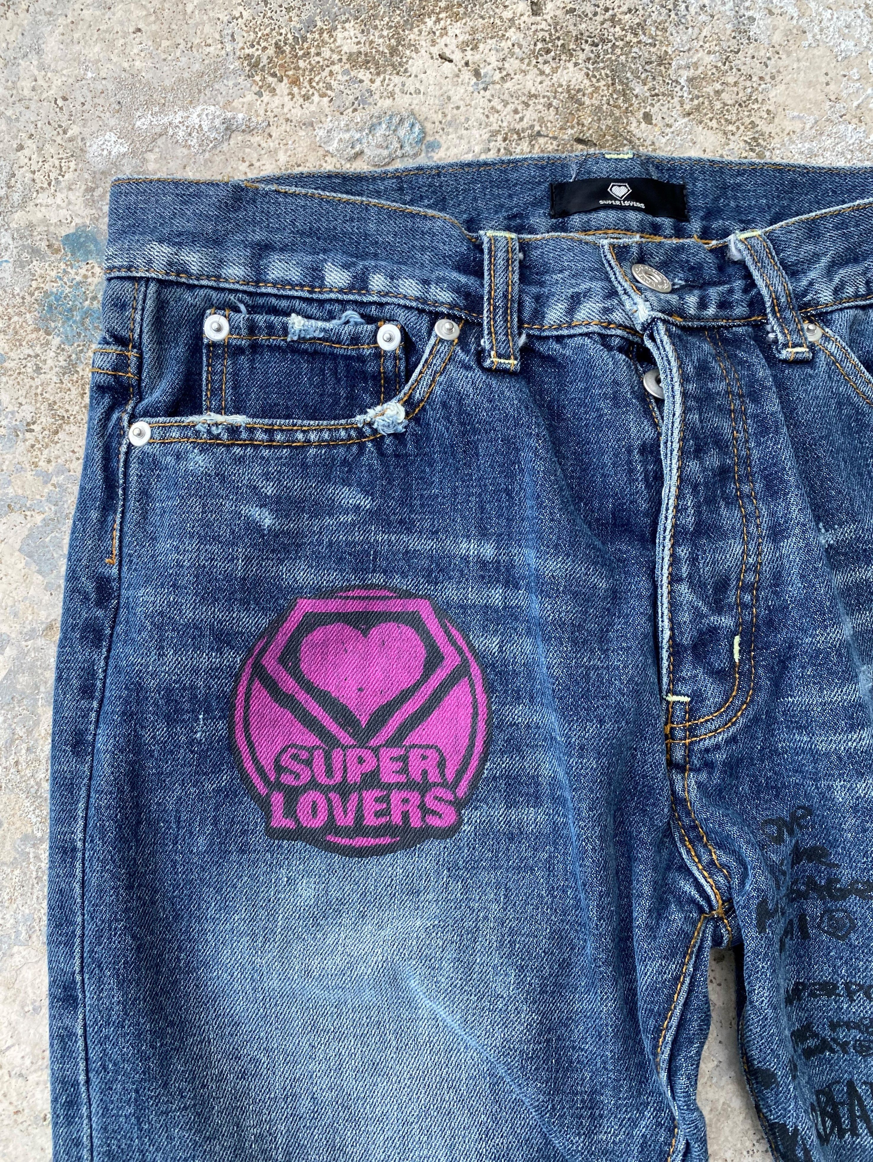 RARE🔥Vintage 90's Japanese Super Lovers Punk Printed Denim