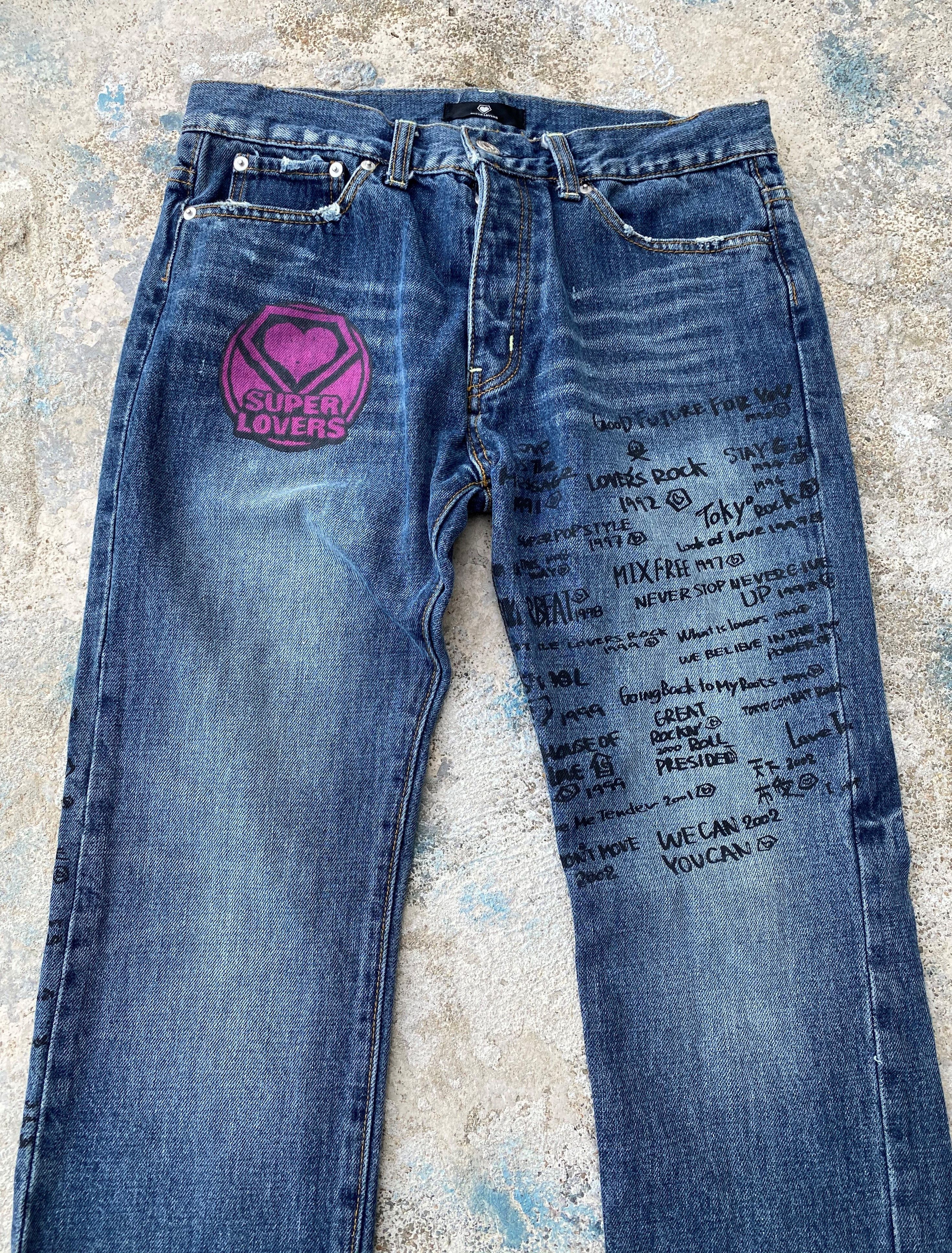 RARE🔥Vintage 90's Japanese Super Lovers Punk Printed Denim