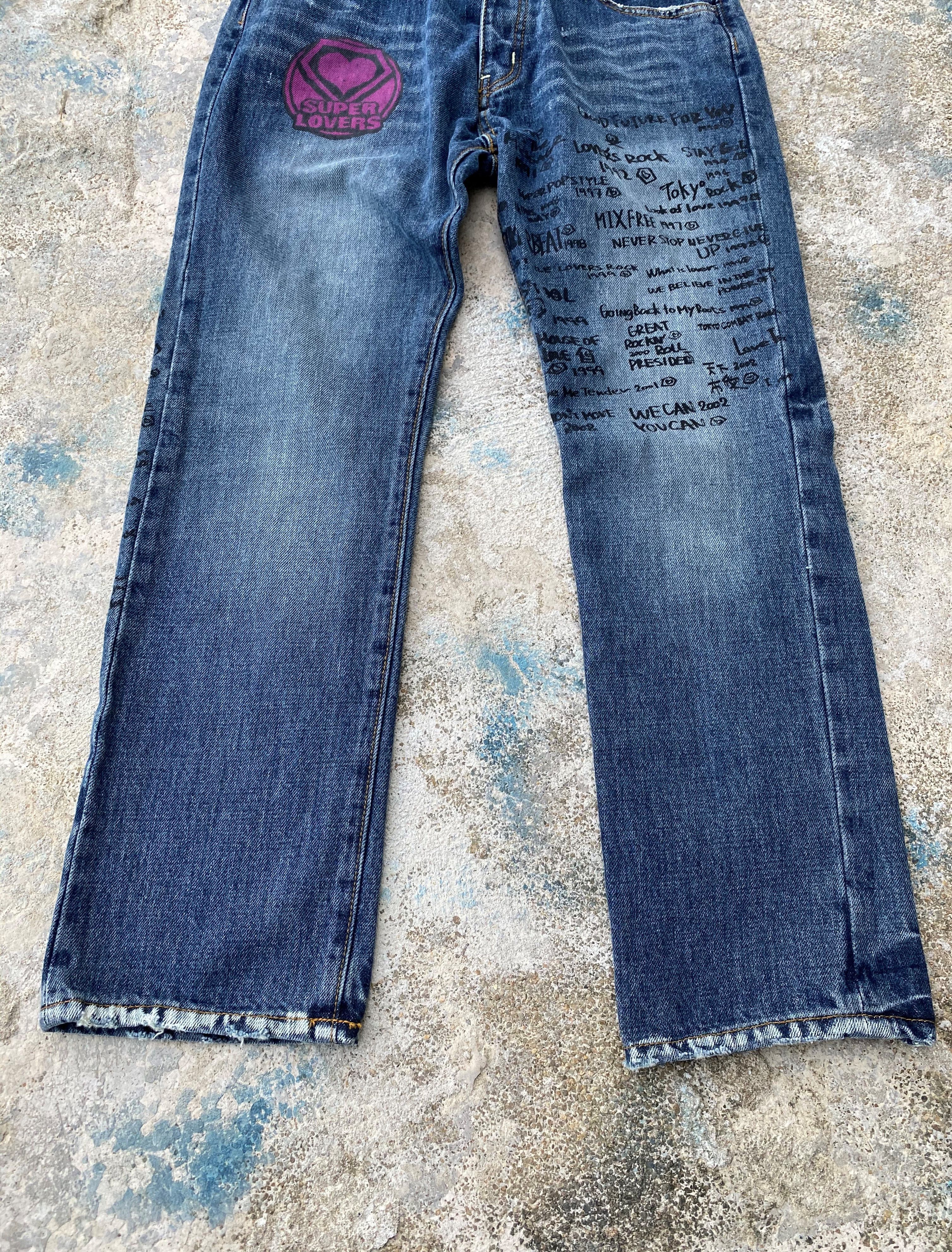 RARE🔥Vintage 90's Japanese Super Lovers Punk Printed Denim