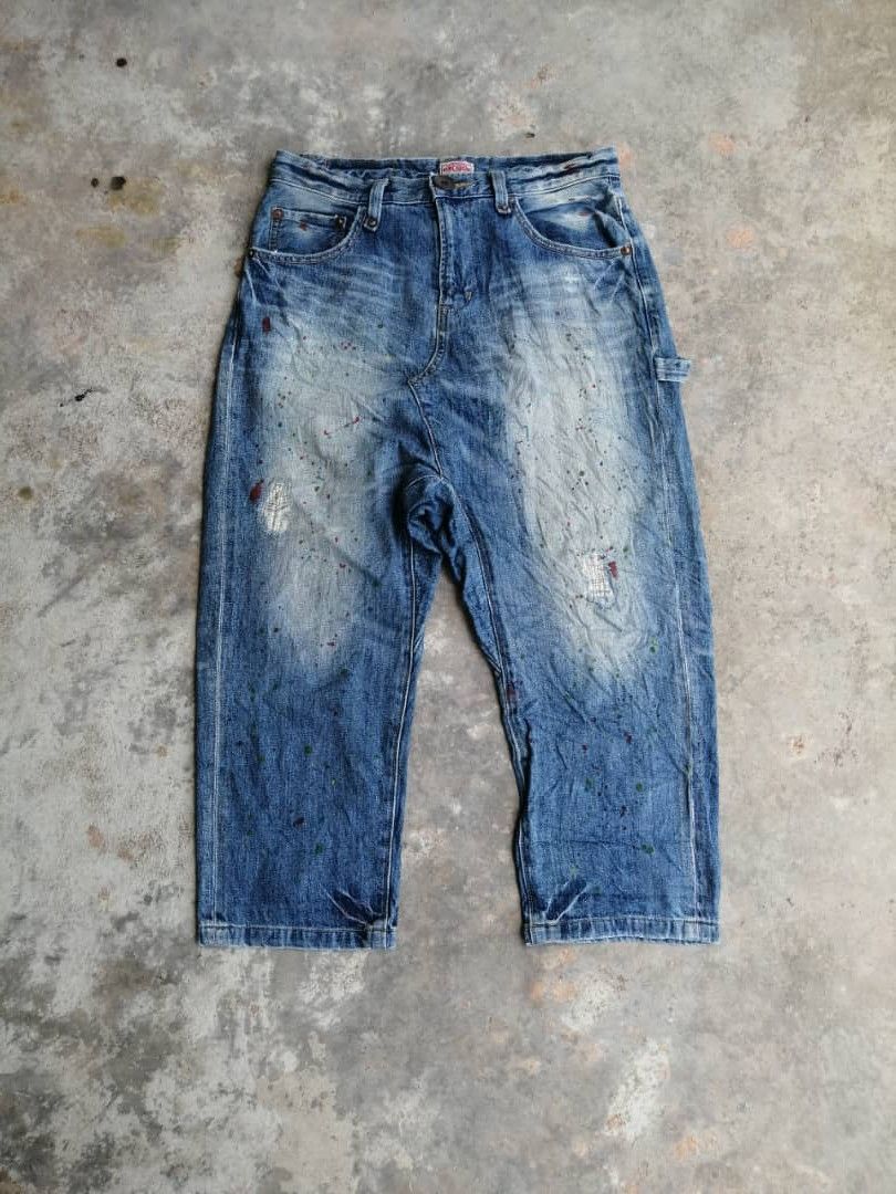 Japanese Brand Sugar Cube Japanese Painter Jeans Three Quarter Workwear Size US 31 - 1 Thumbnail