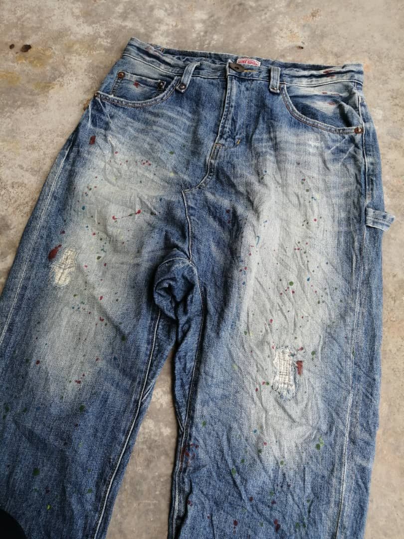 Japanese Brand Sugar Cube Japanese Painter Jeans Three Quarter Workwear Size US 31 - 10 Thumbnail