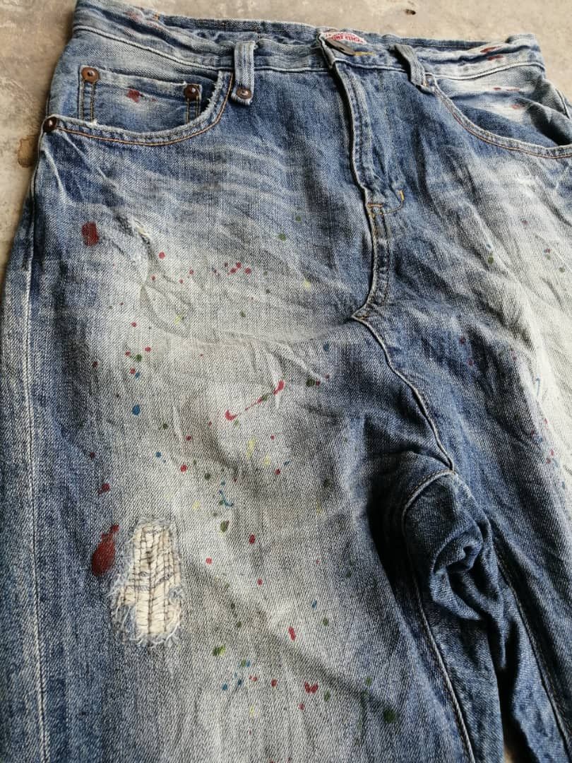 Japanese Brand Sugar Cube Japanese Painter Jeans Three Quarter Workwear Size US 31 - 12 Thumbnail