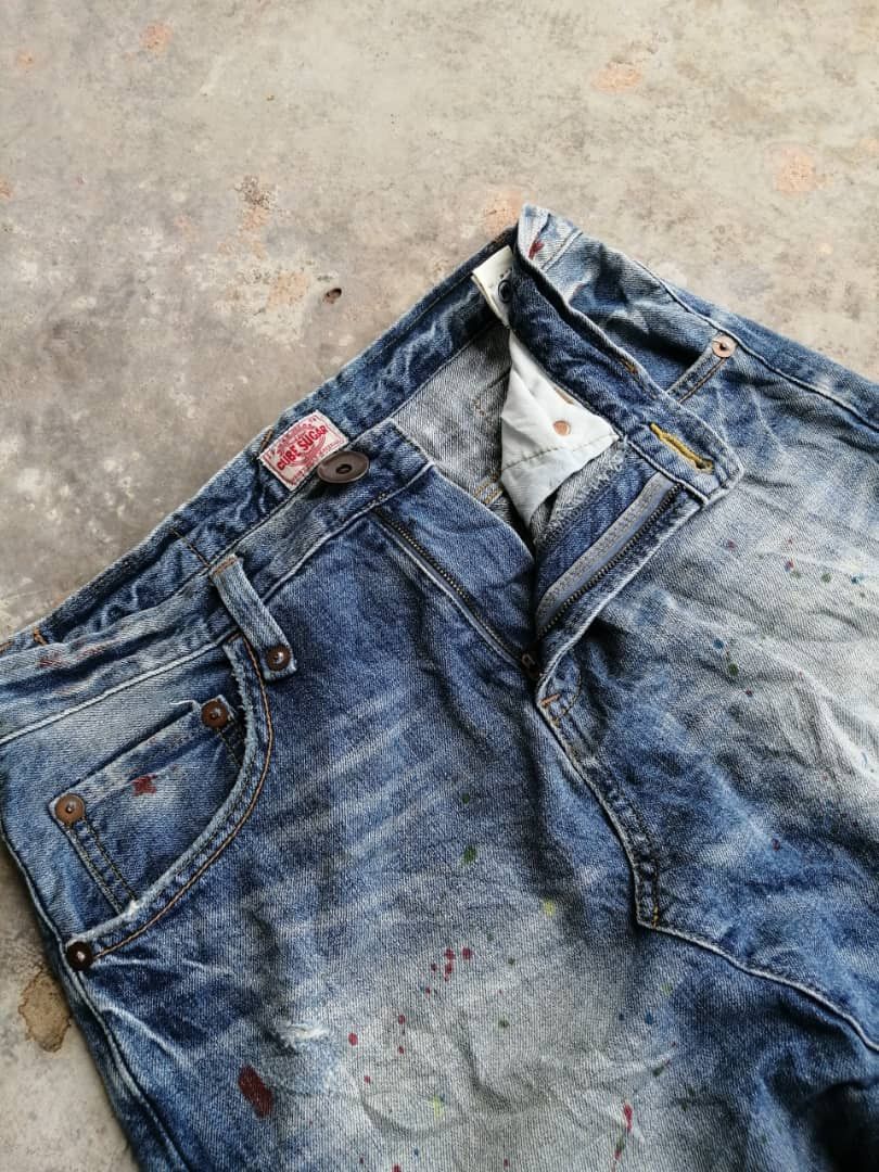 Japanese Brand Sugar Cube Japanese Painter Jeans Three Quarter Workwear Size US 31 - 3 Thumbnail