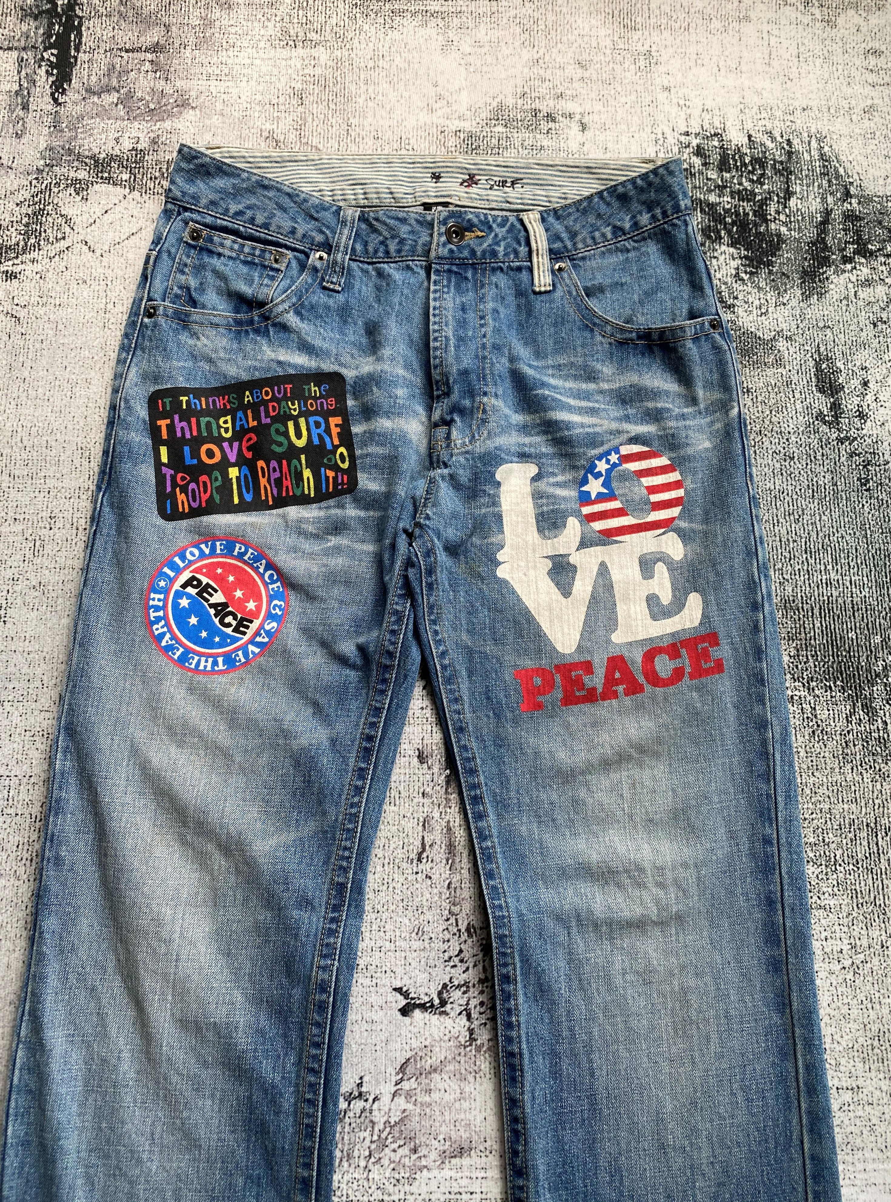 Japanese Brand Light Blue Wash Japanese Surf Style Printed Denims Size US 32 / EU 48 - 3 Thumbnail