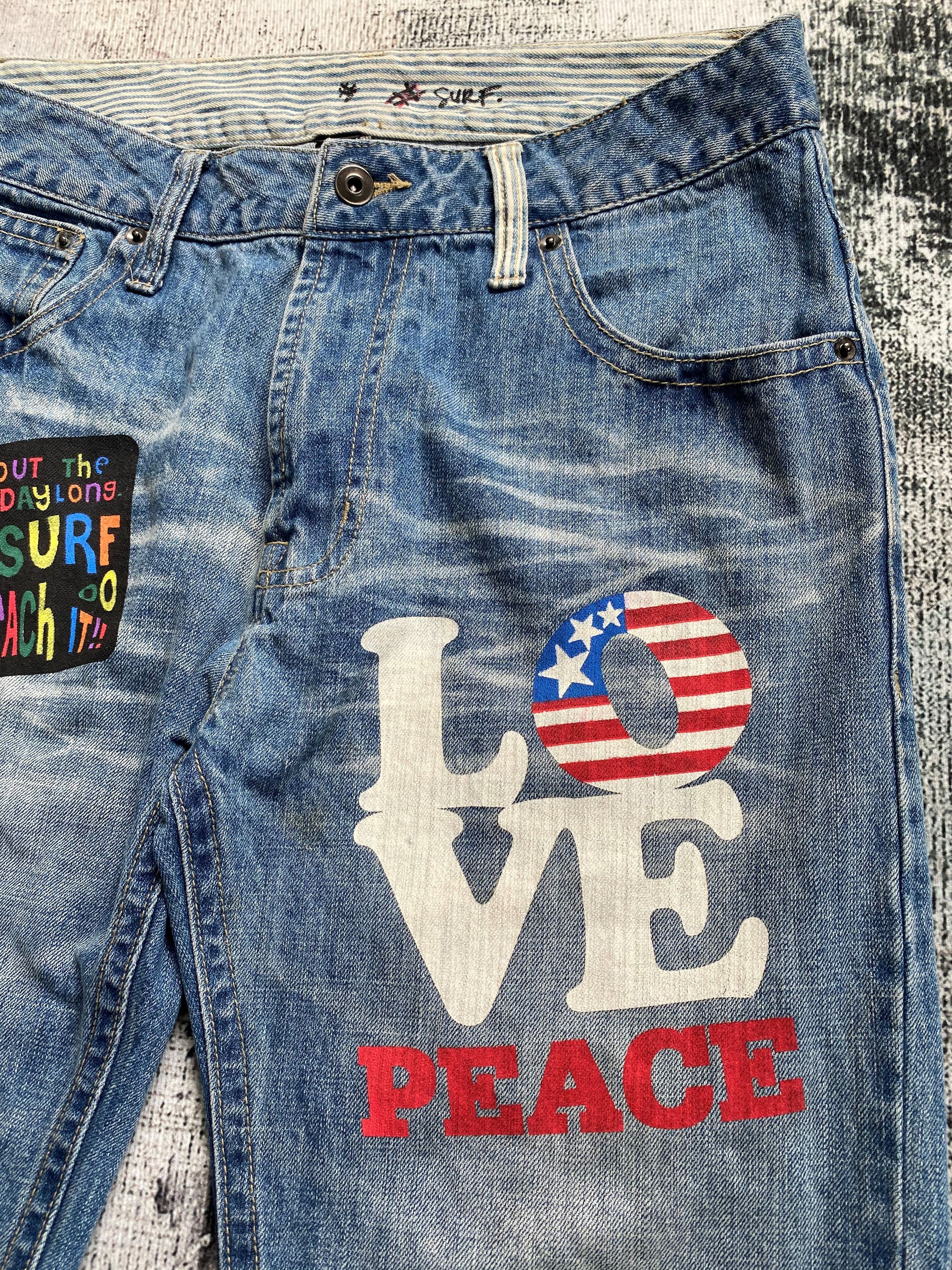 Japanese Brand Light Blue Wash Japanese Surf Style Printed Denims Size US 32 / EU 48 - 5 Thumbnail