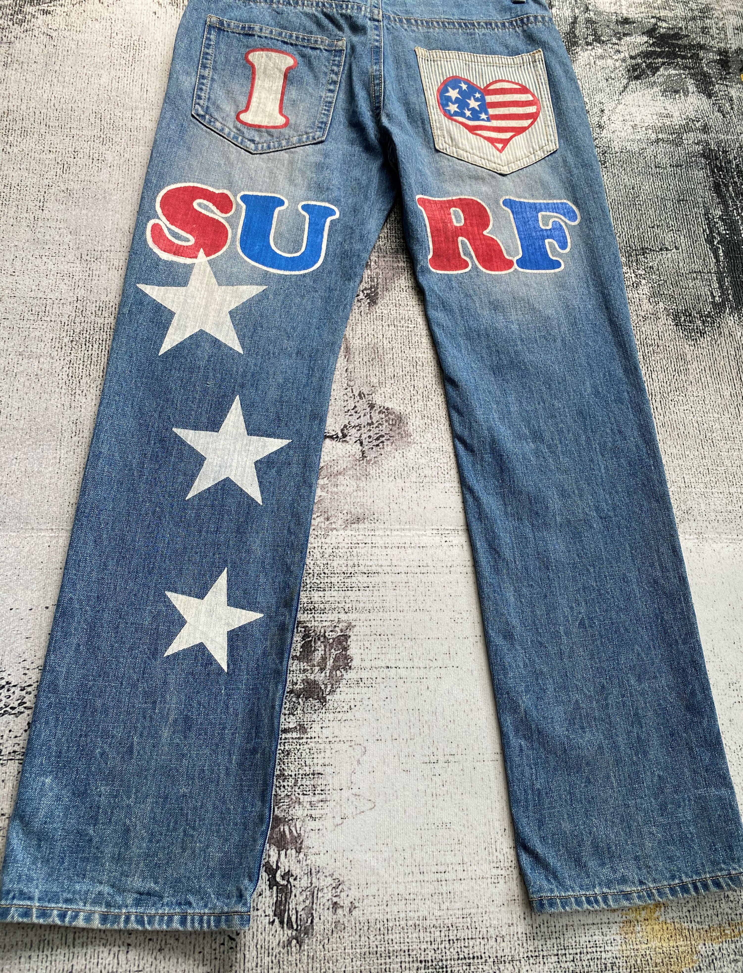 Japanese Brand Light Blue Wash Japanese Surf Style Printed Denims Size US 32 / EU 48 - 13 Thumbnail