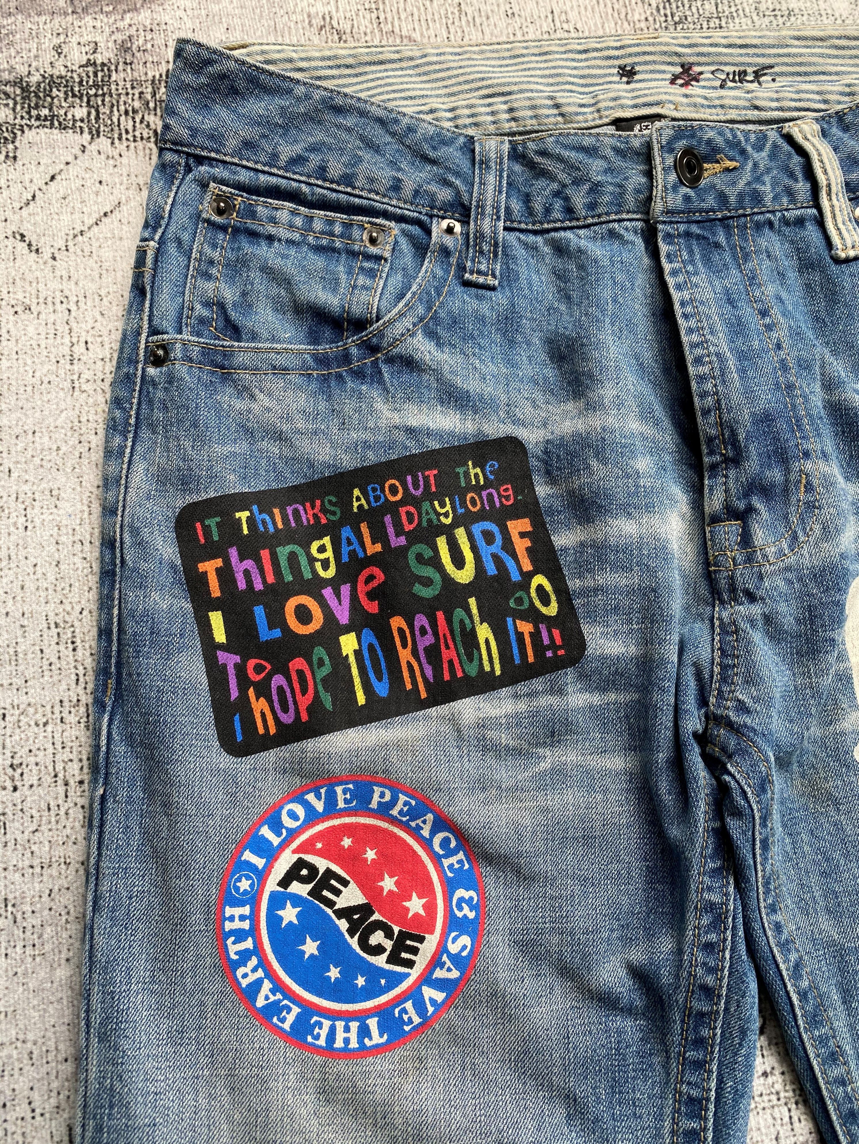 Japanese Brand Light Blue Wash Japanese Surf Style Printed Denims Size US 32 / EU 48 - 4 Thumbnail