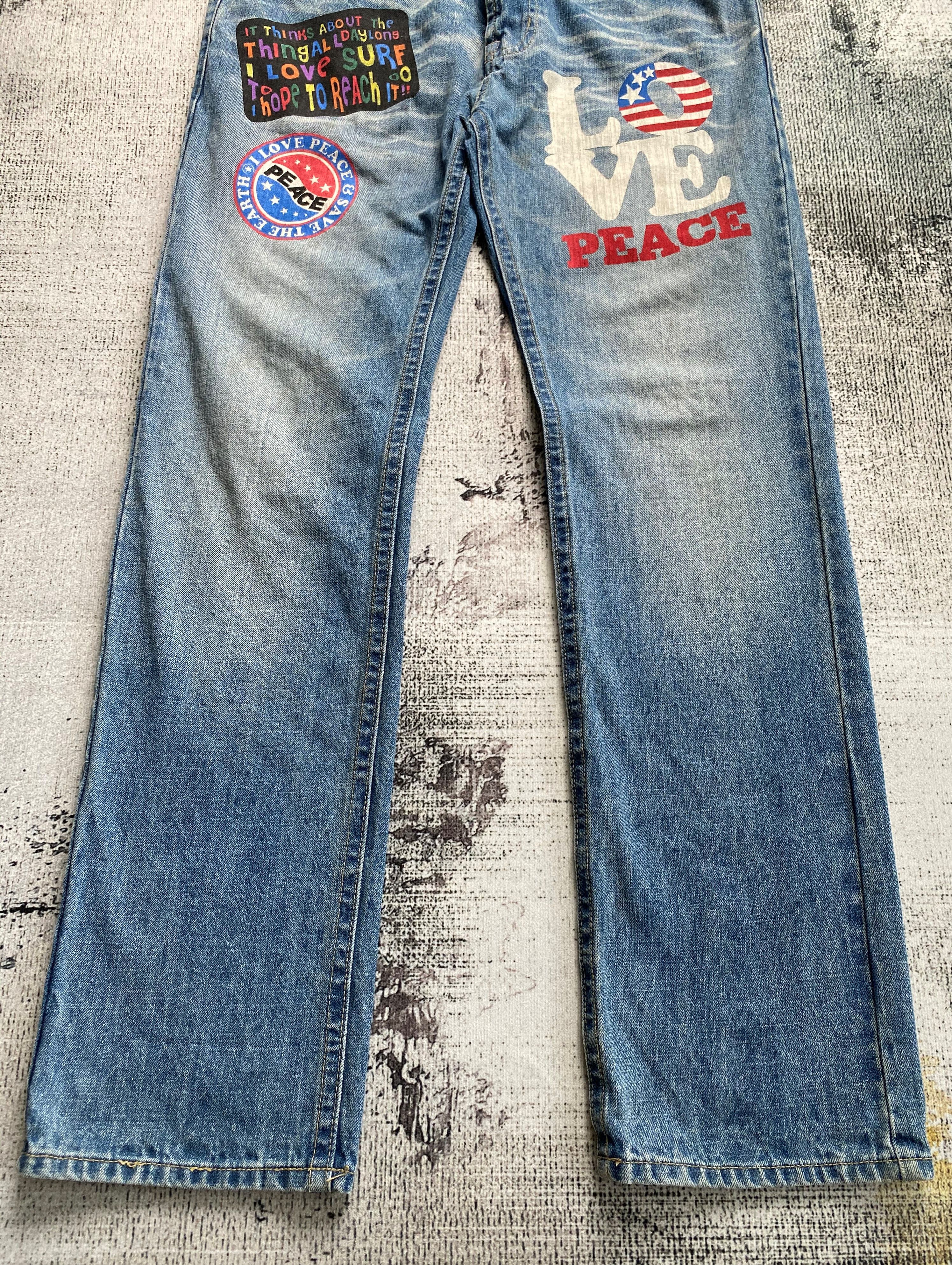 Japanese Brand Light Blue Wash Japanese Surf Style Printed Denims Size US 32 / EU 48 - 6 Thumbnail