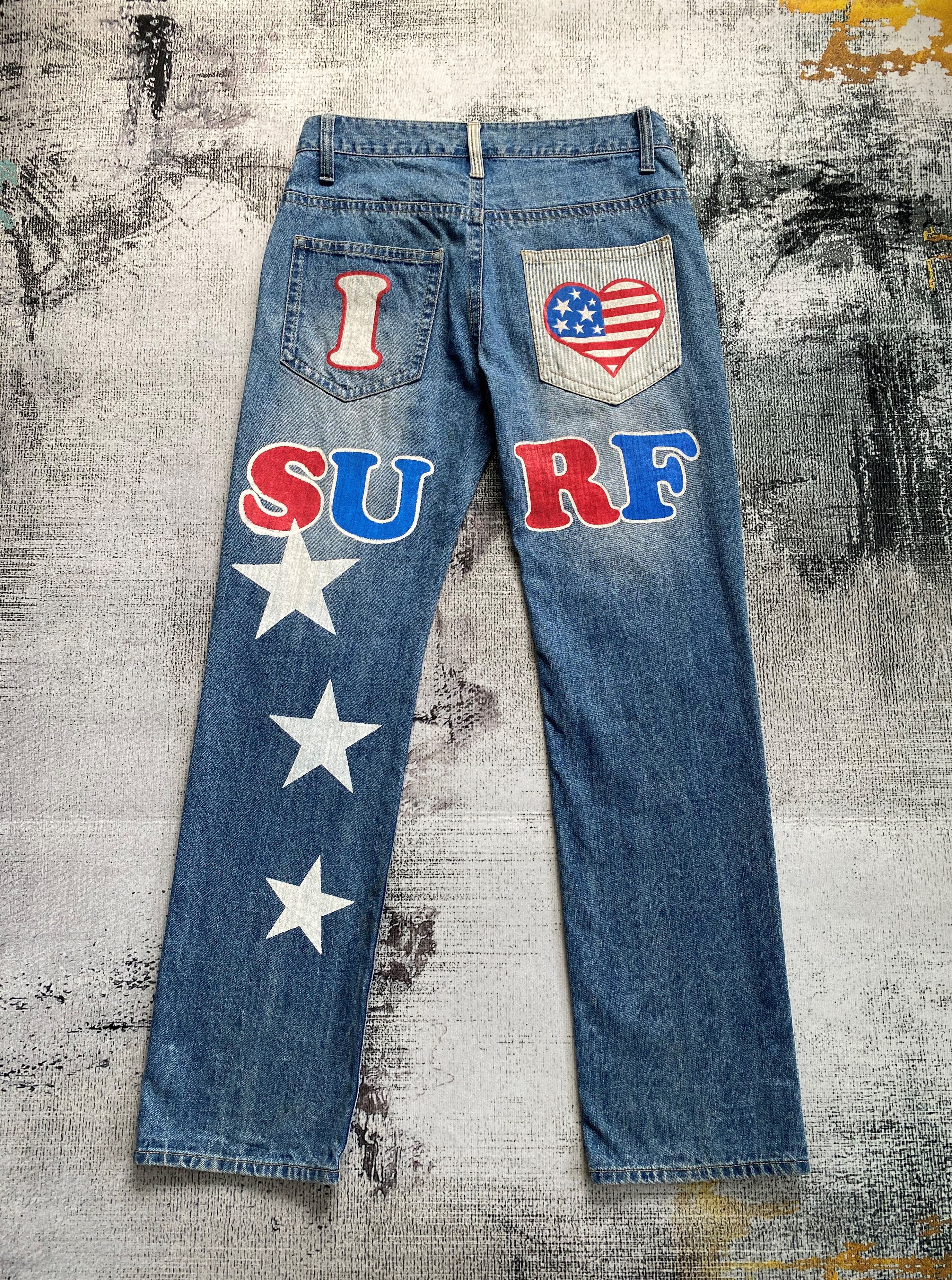 Japanese Brand Light Blue Wash Japanese Surf Style Printed Denims Size US 32 / EU 48 - 1 Thumbnail