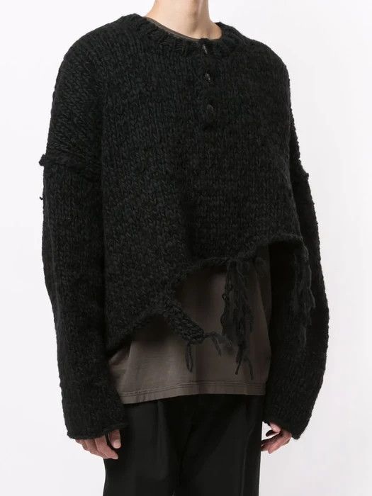 Yohji Yamamoto YYPH 20AW Destroyed Henley sweater Size US L / EU 52-54 / 3 - 2 Thumbnail