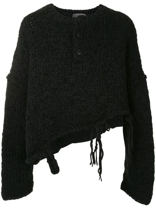 Yohji Yamamoto YYPH 20AW Destroyed Henley sweater Size US L / EU 52-54 / 3 - 1 Thumbnail