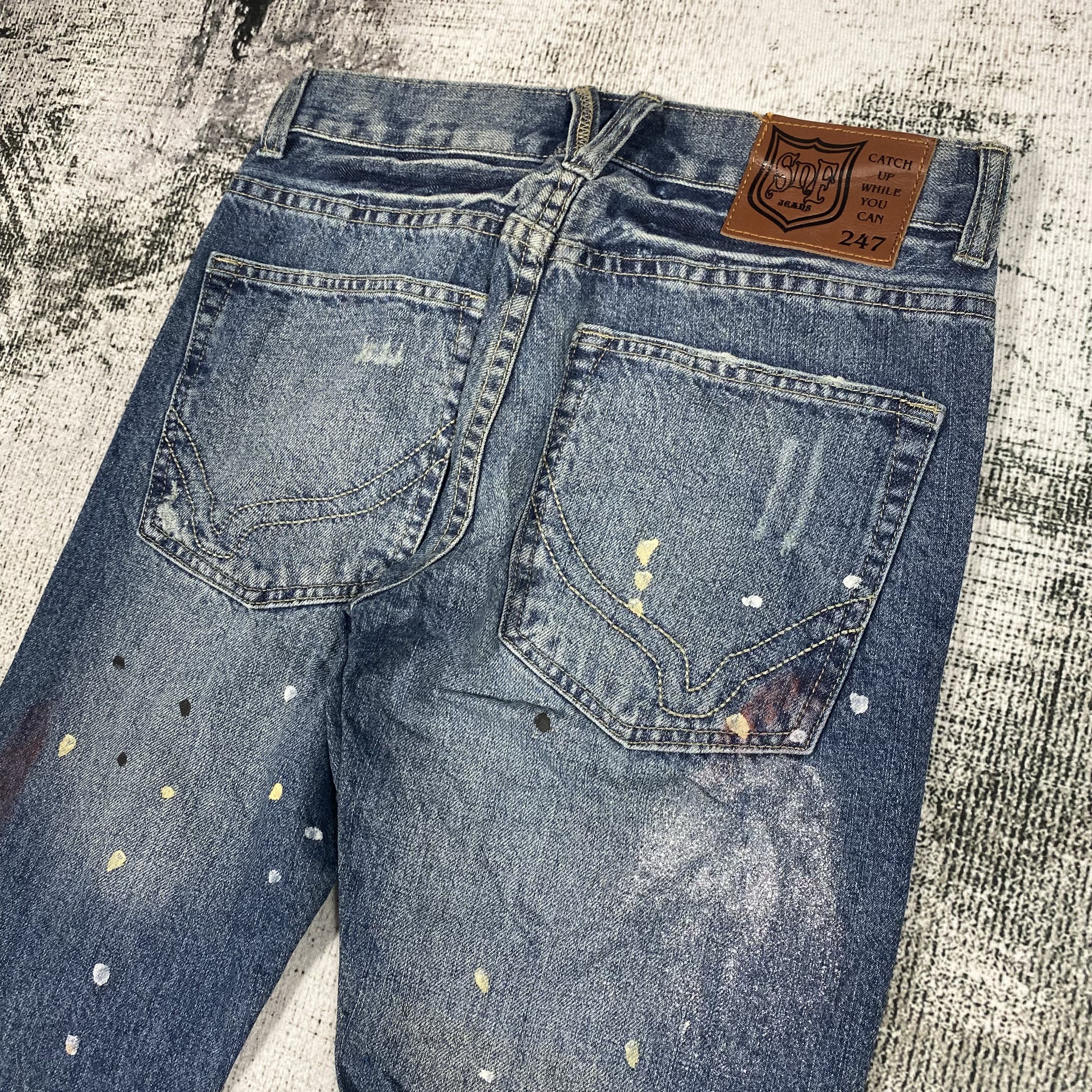 Other 247 Brand Splash Paint Flared Bootcut Distressed Denim Size US 29 - 9 Thumbnail