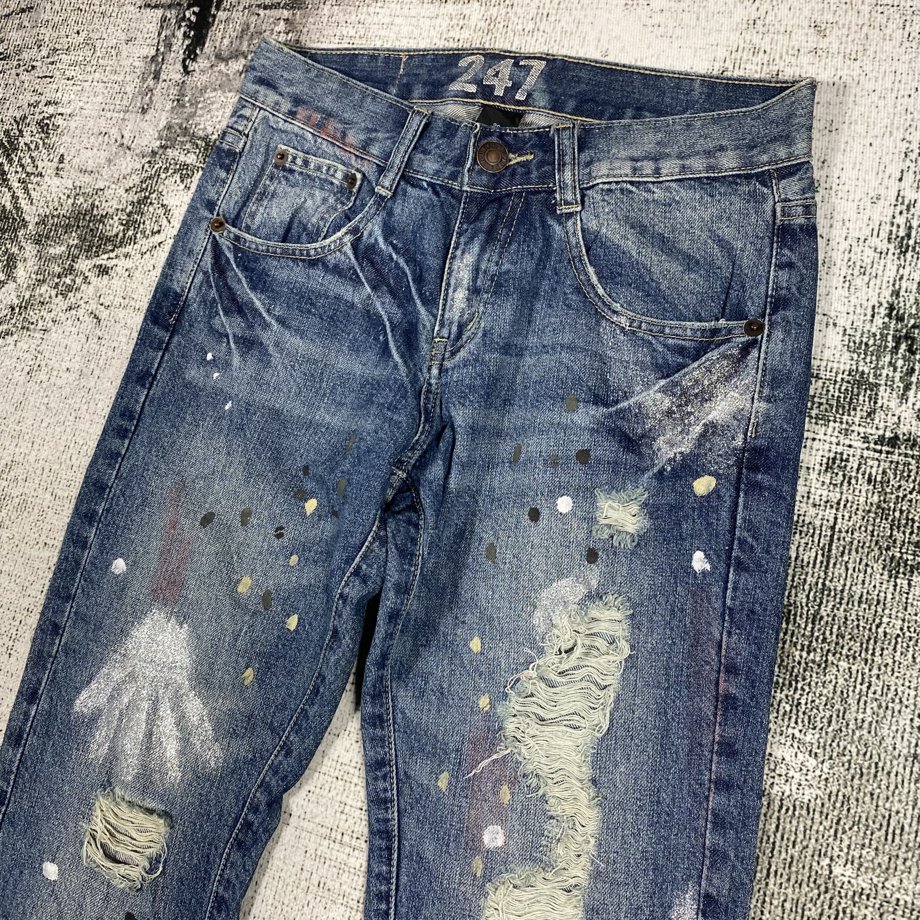 Other 247 Brand Splash Paint Flared Bootcut Distressed Denim Size US 29 - 6 Thumbnail