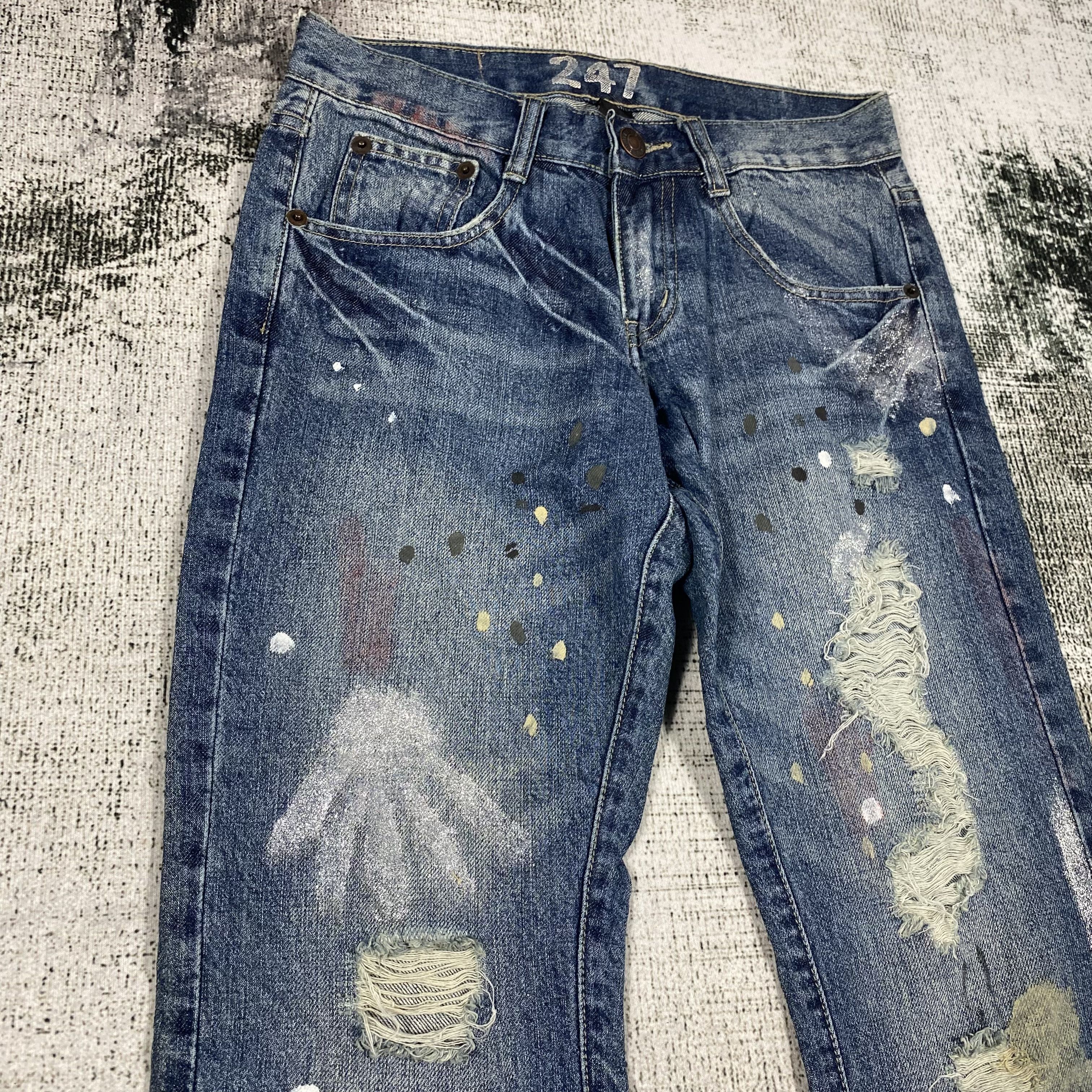 Other 247 Brand Splash Paint Flared Bootcut Distressed Denim Size US 29 - 4 Thumbnail