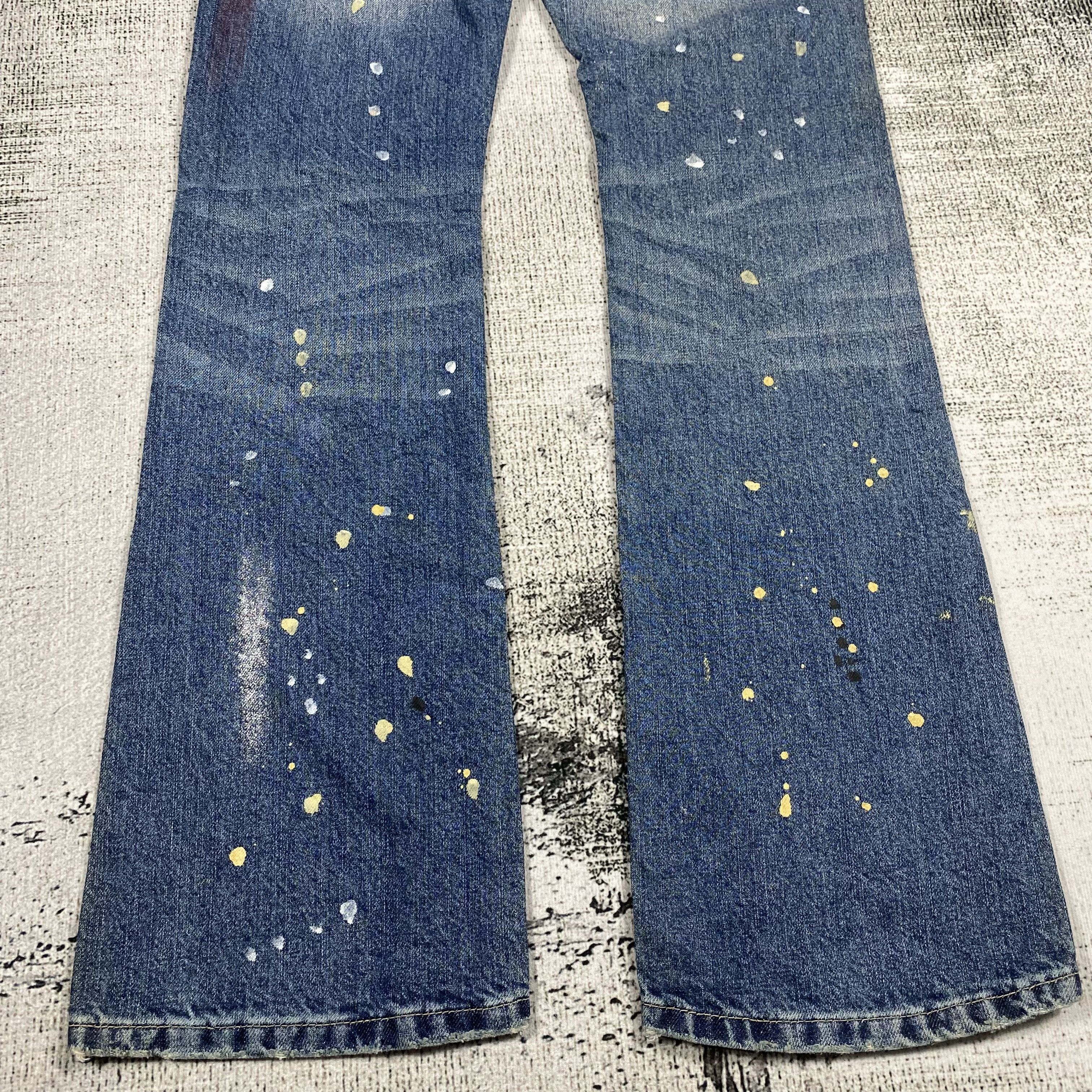Other 247 Brand Splash Paint Flared Bootcut Distressed Denim Size US 29 - 11 Thumbnail