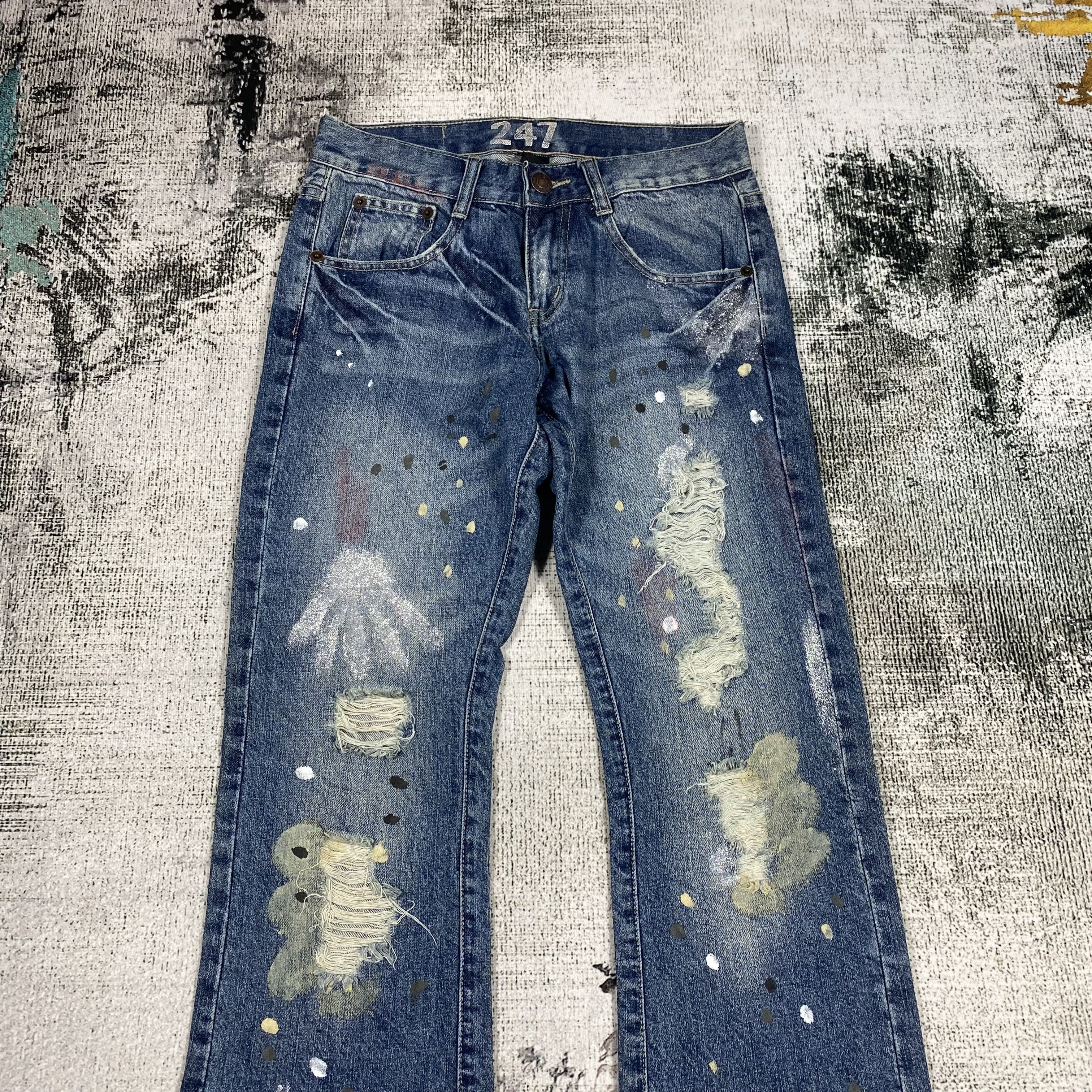 Other 247 Brand Splash Paint Flared Bootcut Distressed Denim Size US 29 - 3 Thumbnail