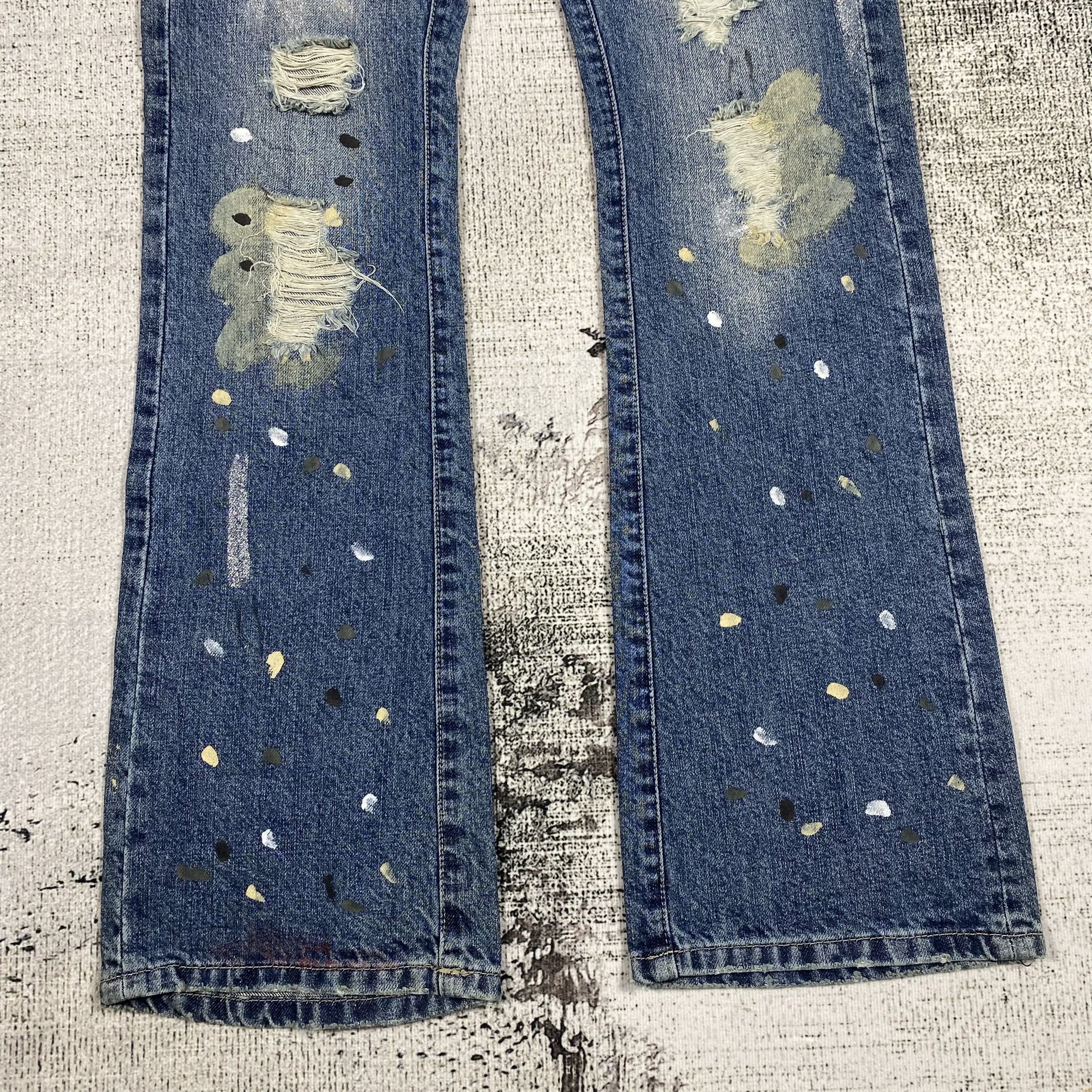 Other 247 Brand Splash Paint Flared Bootcut Distressed Denim Size US 29 - 5 Thumbnail