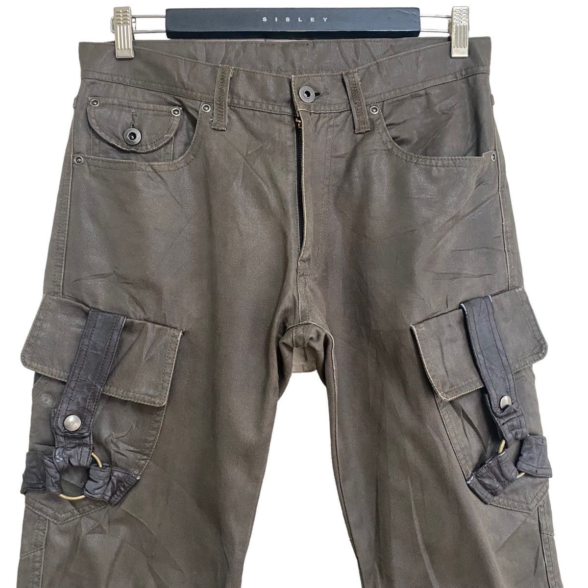 Japanese Brand DIFFERENCE RUPERT Coated Wax Cargo Bondage Flare Pants Size US 31 - 4 Thumbnail