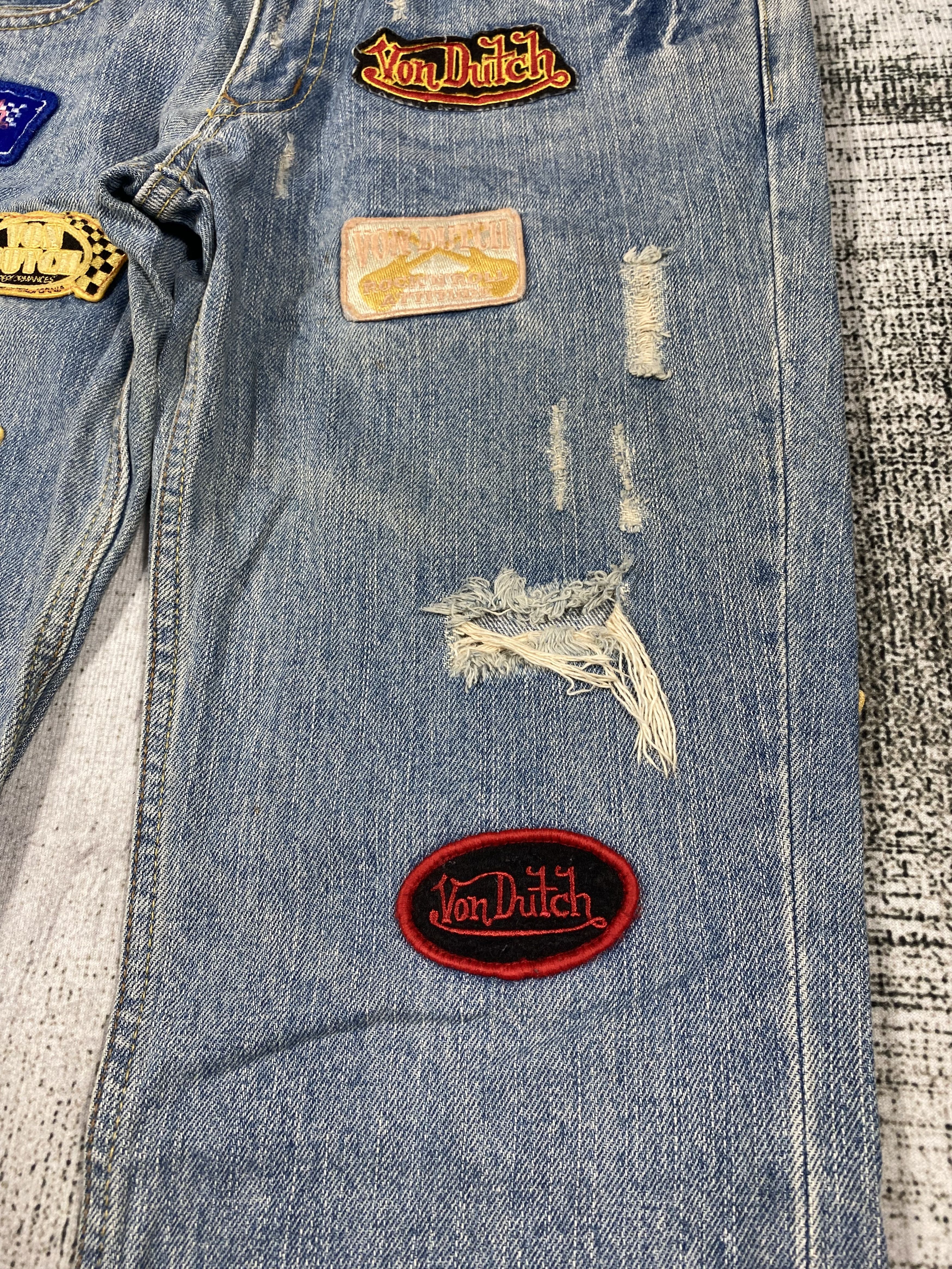Von Dutch RARE🔥Vintage Von Dutch Patches Light Wash Distressed Denim Size US 30 / EU 46 - 5 Thumbnail
