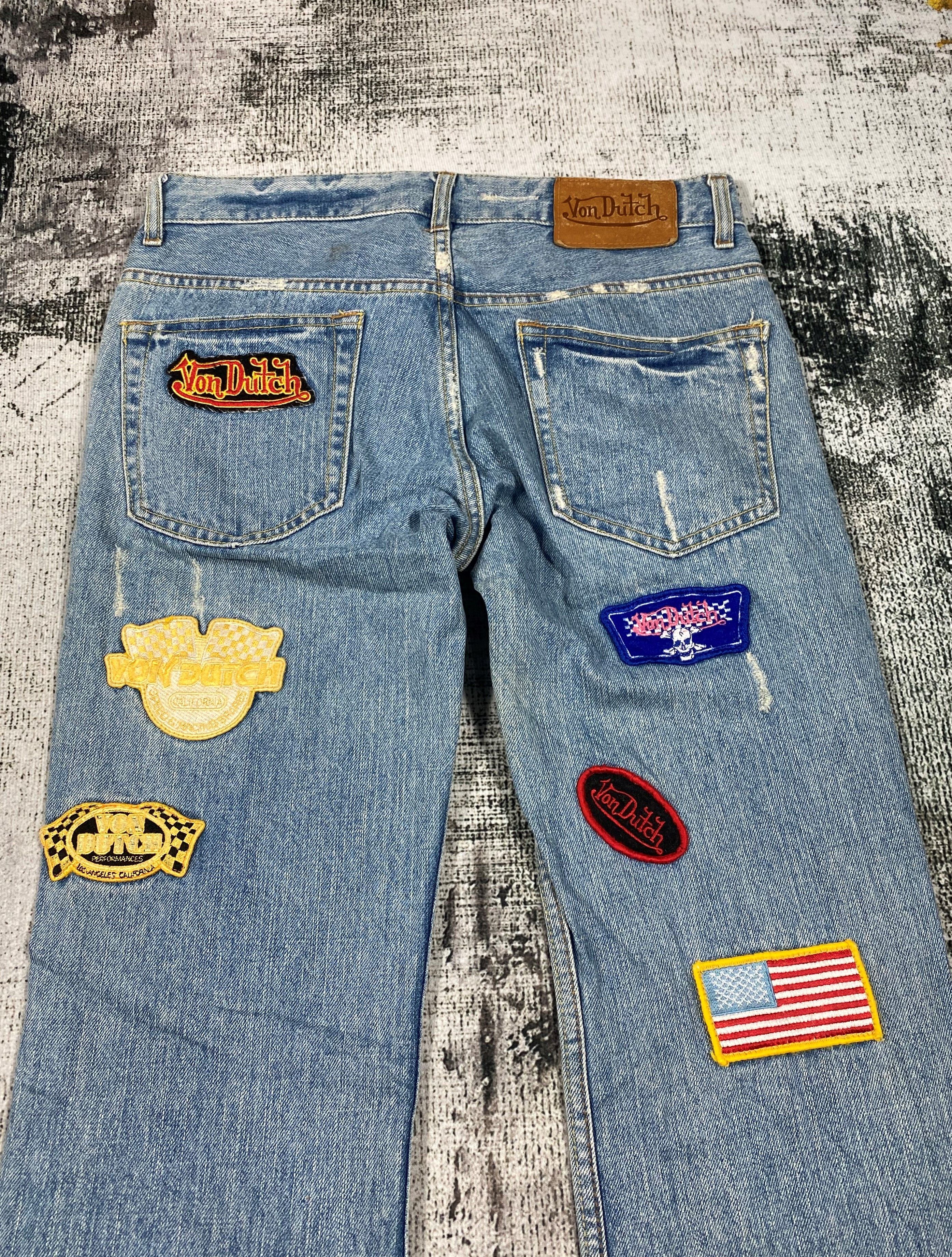 Von Dutch RARE🔥Vintage Von Dutch Patches Light Wash Distressed Denim Size US 30 / EU 46 - 13 Thumbnail