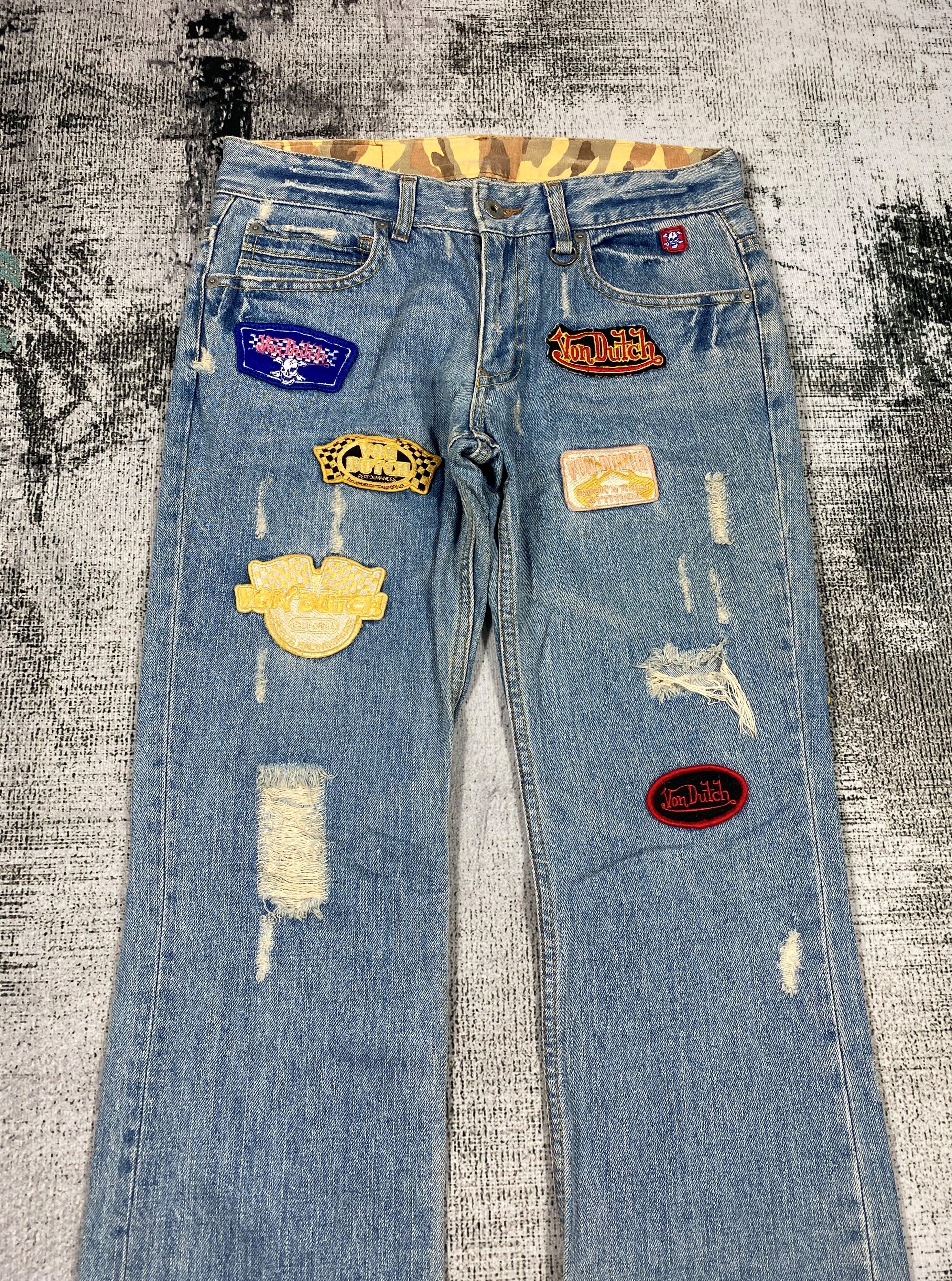 Von Dutch RARE🔥Vintage Von Dutch Patches Light Wash Distressed Denim Size US 30 / EU 46 - 3 Thumbnail