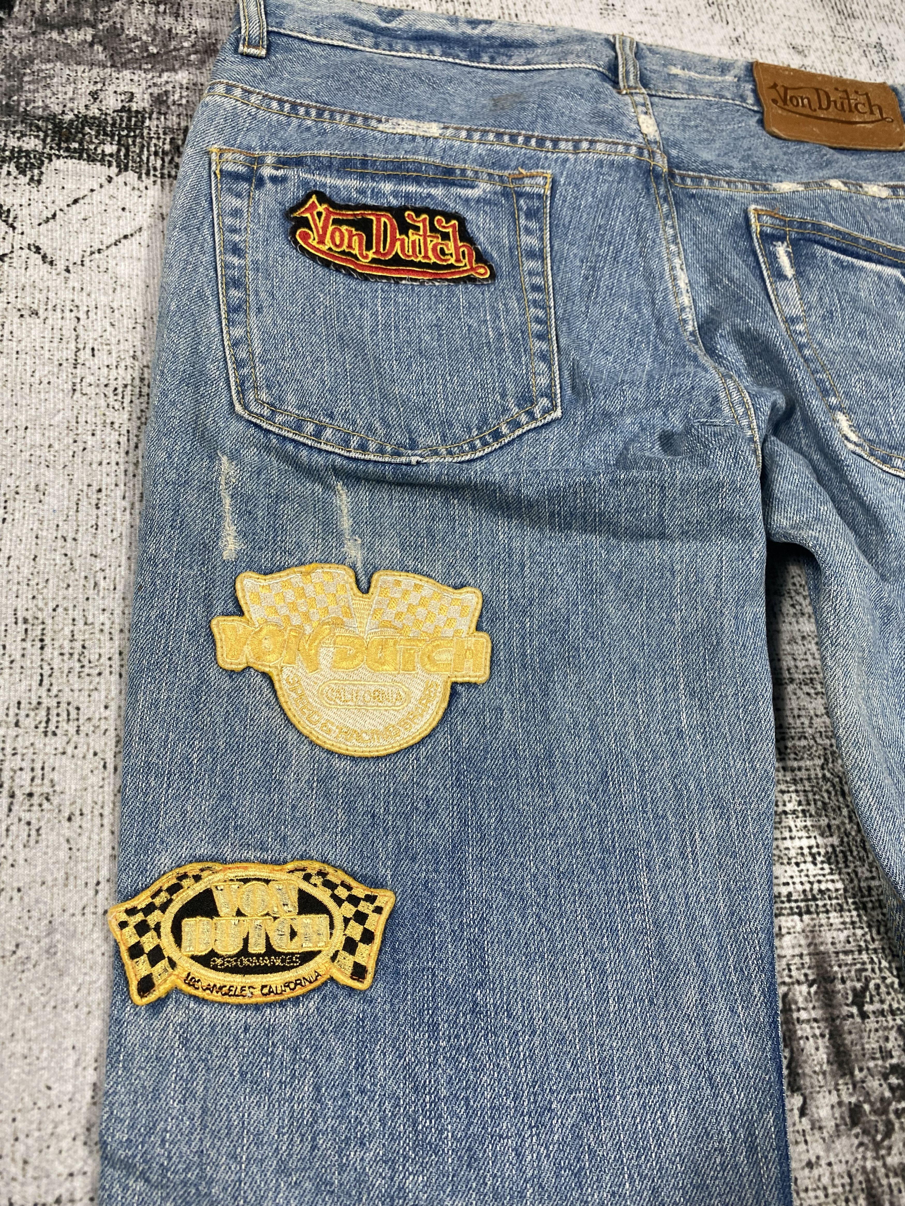 Von Dutch RARE🔥Vintage Von Dutch Patches Light Wash Distressed Denim Size US 30 / EU 46 - 14 Thumbnail
