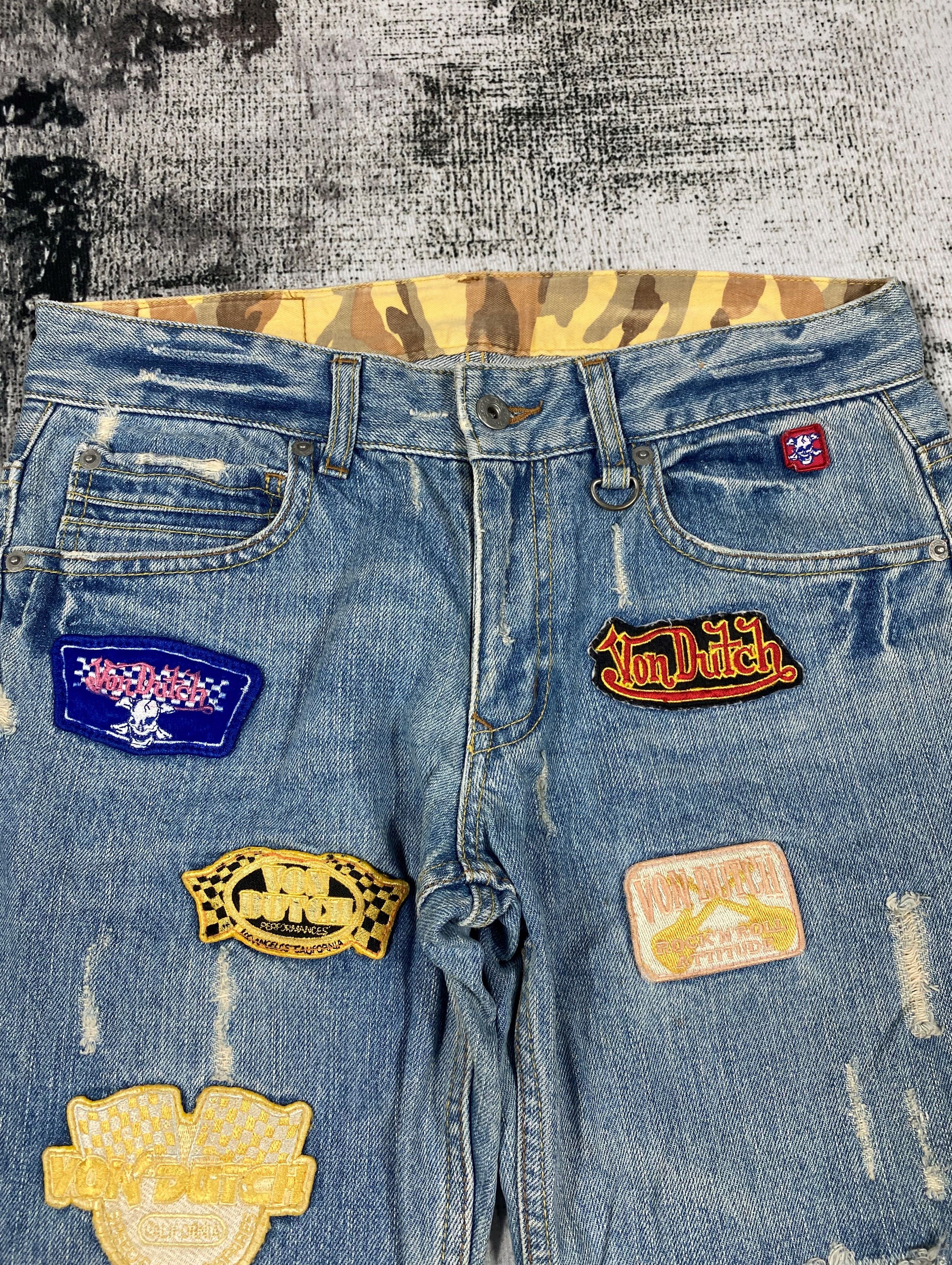 Von Dutch RARE🔥Vintage Von Dutch Patches Light Wash Distressed Denim Size US 30 / EU 46 - 7 Thumbnail