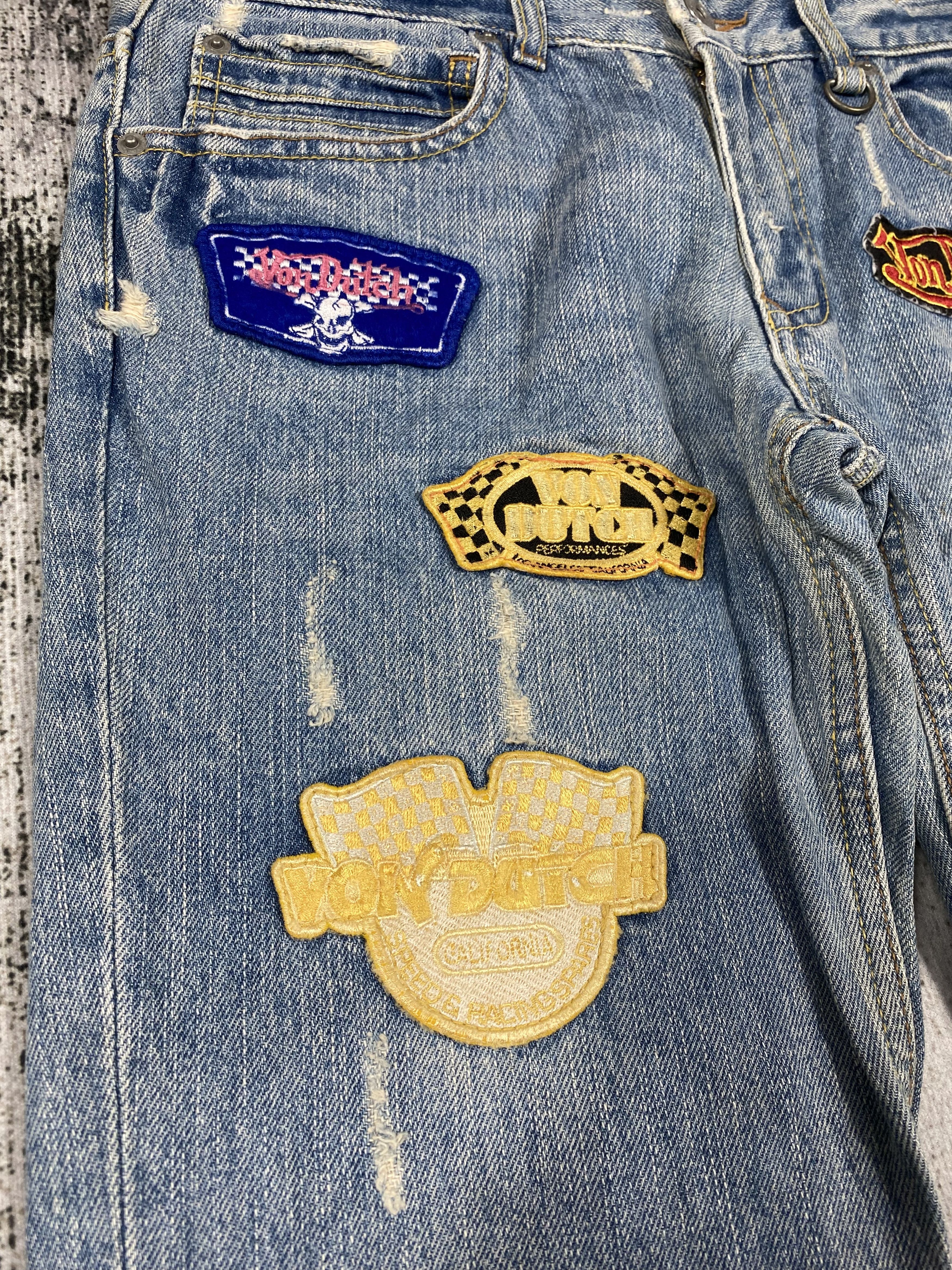 Von Dutch RARE🔥Vintage Von Dutch Patches Light Wash Distressed Denim Size US 30 / EU 46 - 4 Thumbnail