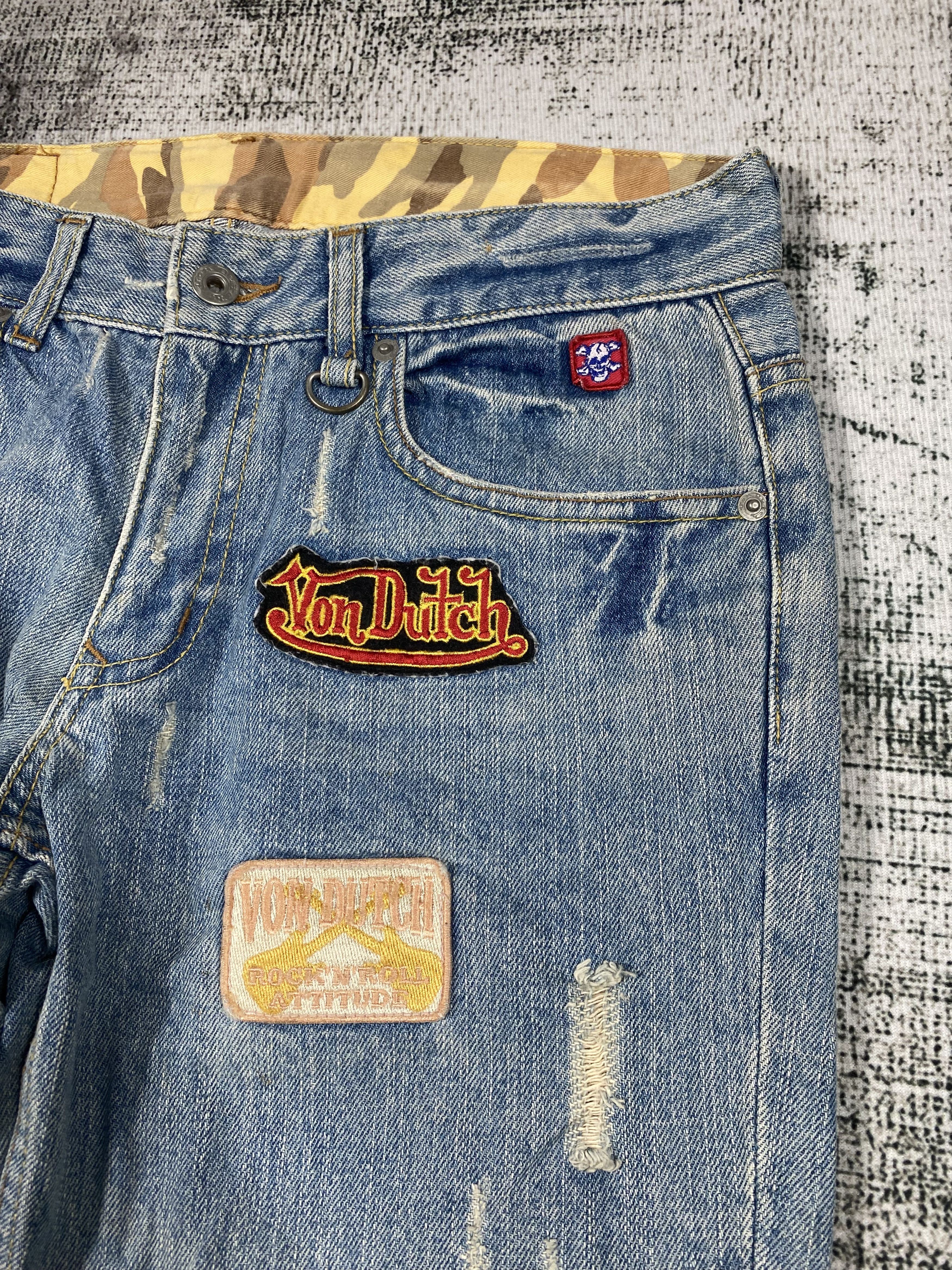 Von Dutch RARE🔥Vintage Von Dutch Patches Light Wash Distressed Denim Size US 30 / EU 46 - 6 Thumbnail