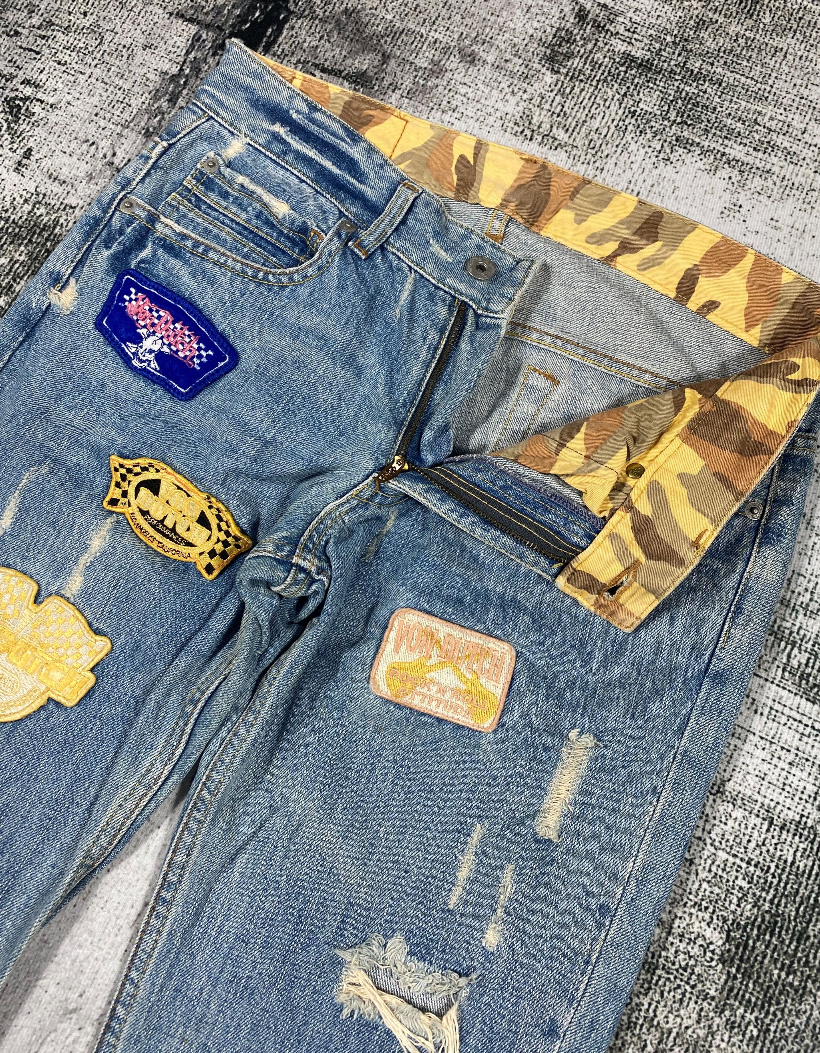 Von Dutch RARE🔥Vintage Von Dutch Patches Light Wash Distressed Denim Size US 30 / EU 46 - 8 Thumbnail