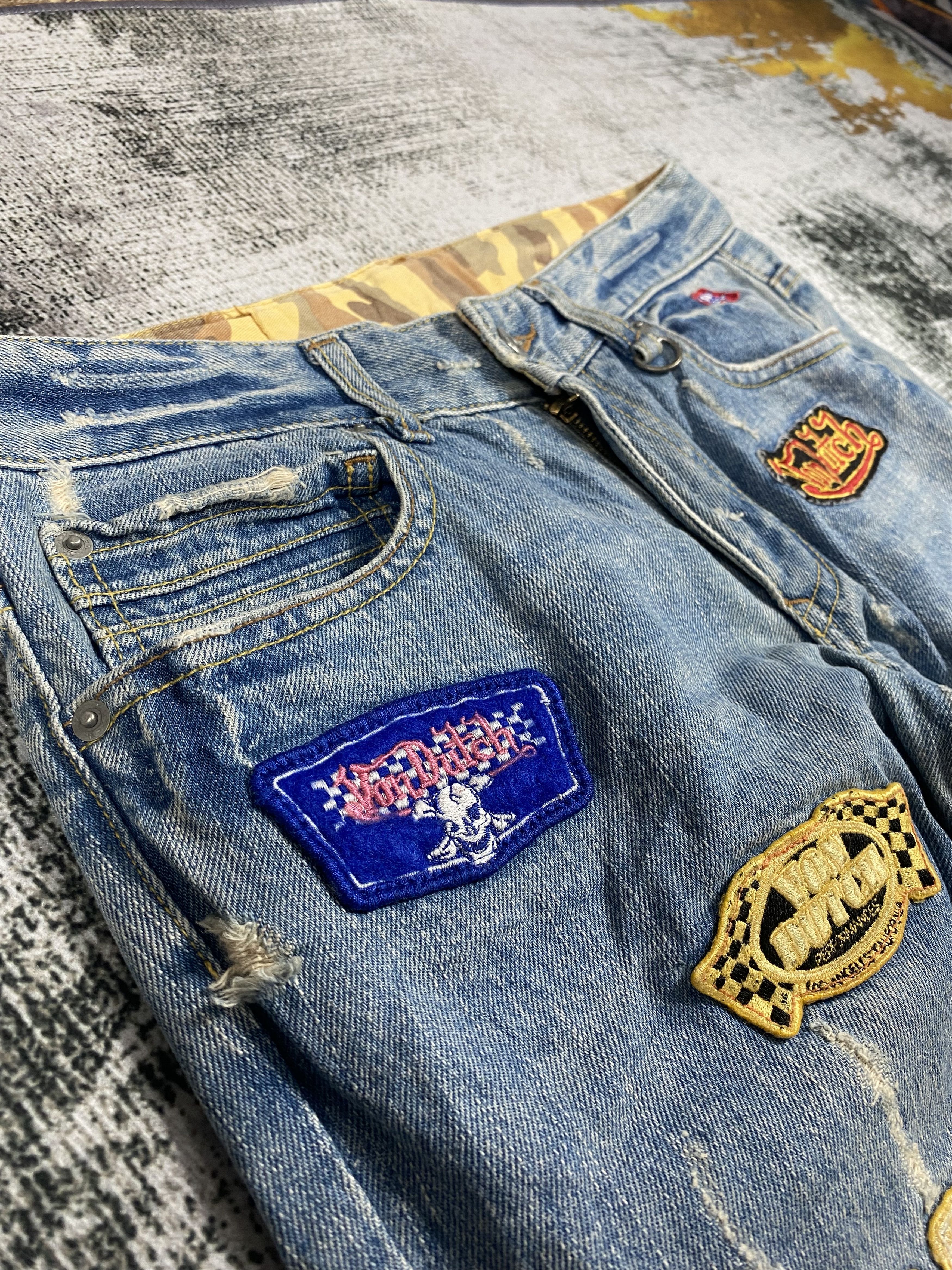 Von Dutch RARE🔥Vintage Von Dutch Patches Light Wash Distressed Denim Size US 30 / EU 46 - 12 Thumbnail