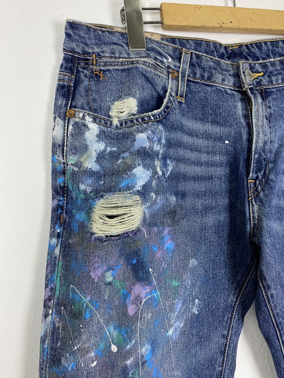 Polo Ralph Lauren 🔥POLO RALPH LAURENT PAINTED DISTRESS DENIME Size US 33 - 5 Thumbnail