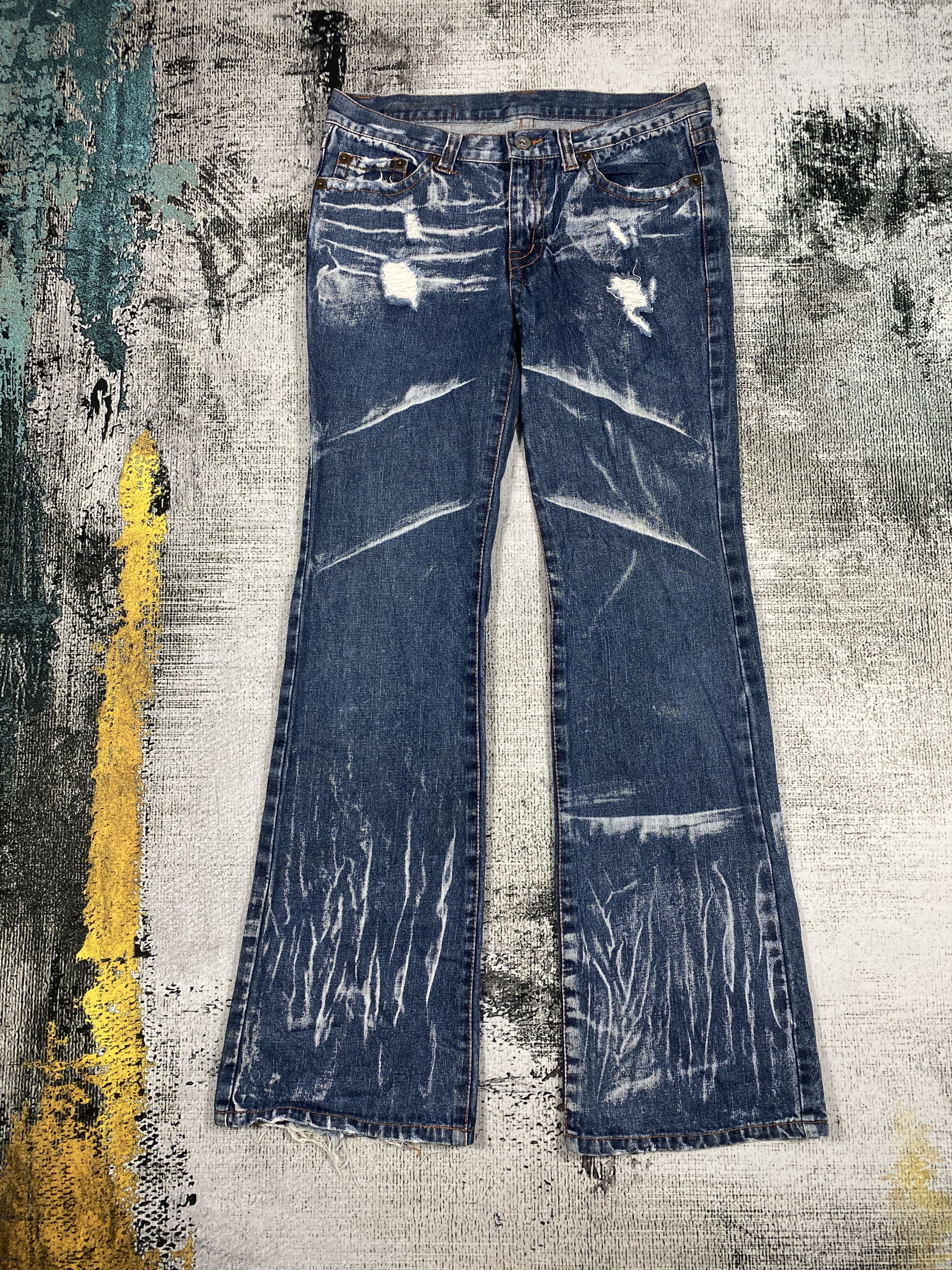 Japanese Zero Sail Flared Bootcut Distressed Denim