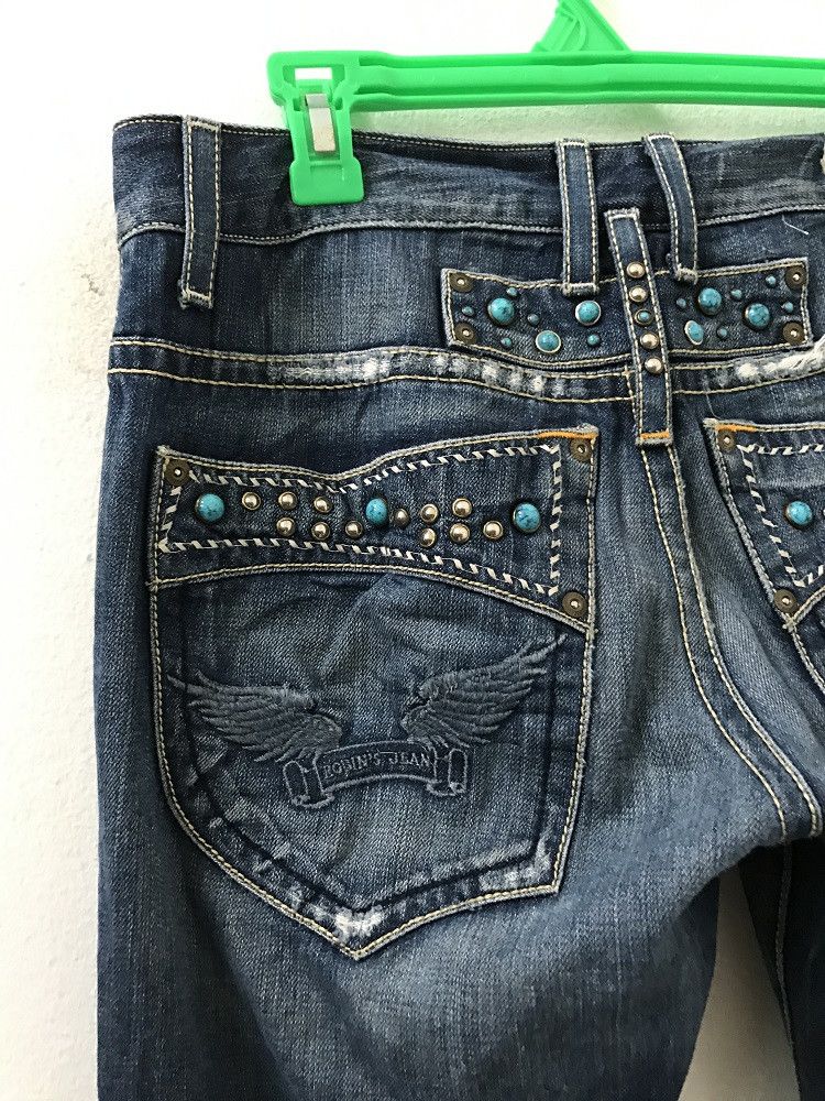 Robins Jeans ROBINS JEANS Made in Usa Slightly Rips Studded Denim Size US 31 - 2 Thumbnail