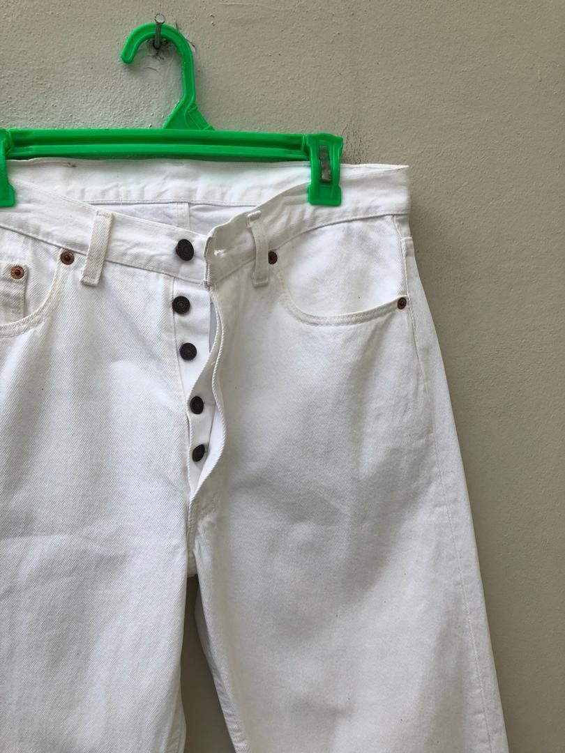 Levi's × Vintage 80s Levi’s 501 Jeans Made in Usa White Denim Size US 31 - 3 Thumbnail