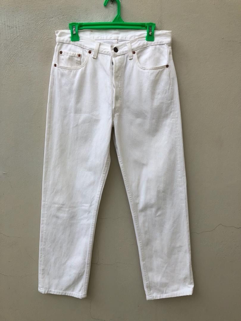 Levi's × Vintage 80s Levi’s 501 Jeans Made in Usa White Denim Size US 31 - 1 Thumbnail