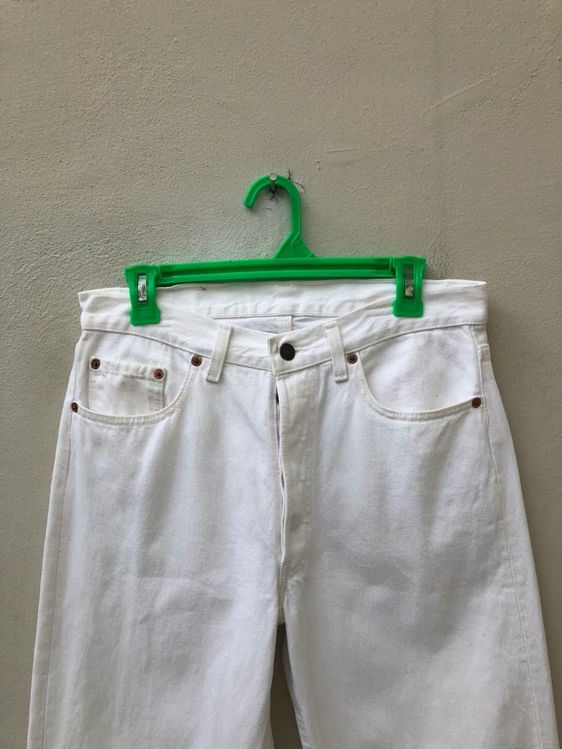 Levi's × Vintage 80s Levi’s 501 Jeans Made in Usa White Denim Size US 31 - 2 Thumbnail