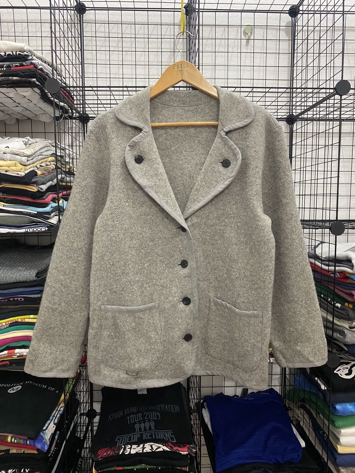 image of Mademoiselle Non Non Modemoiselle Non Non Jacket Wool Fabric in Grey, Men's (Size Medium)